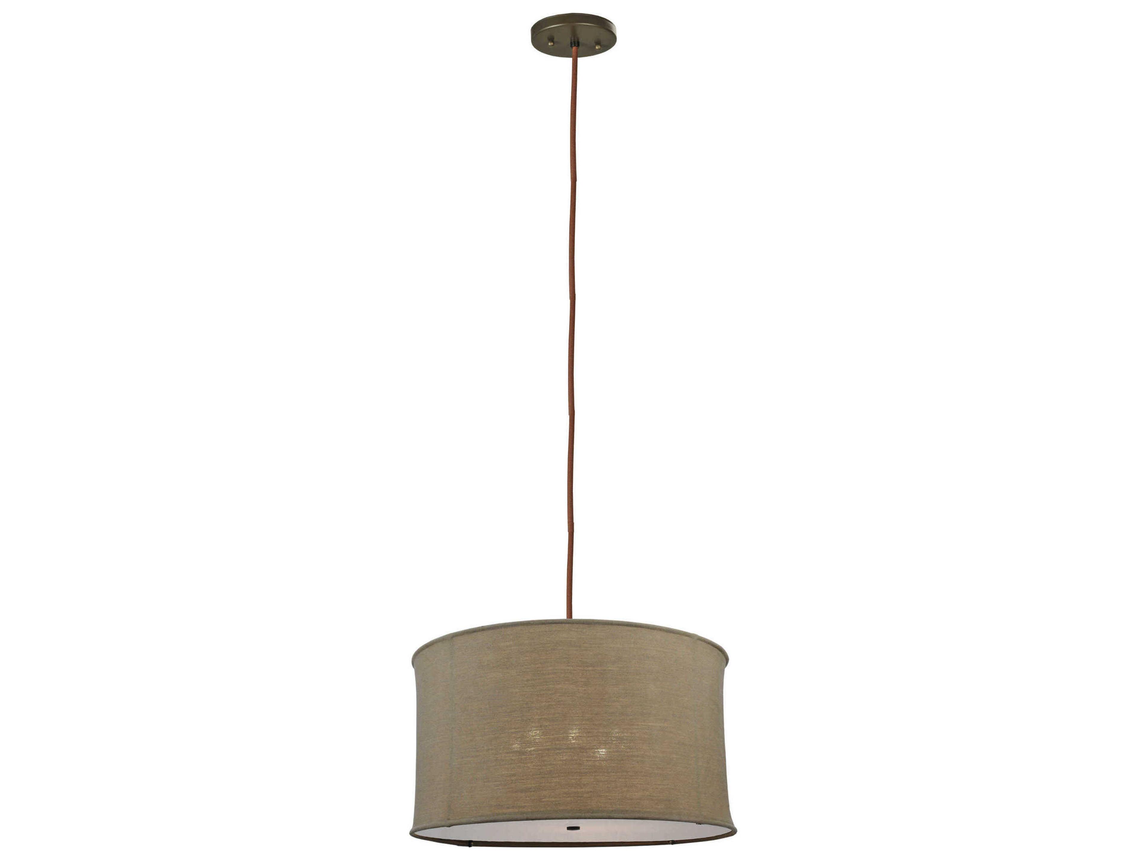 Fabric 8-Light Brown Drum Pendant