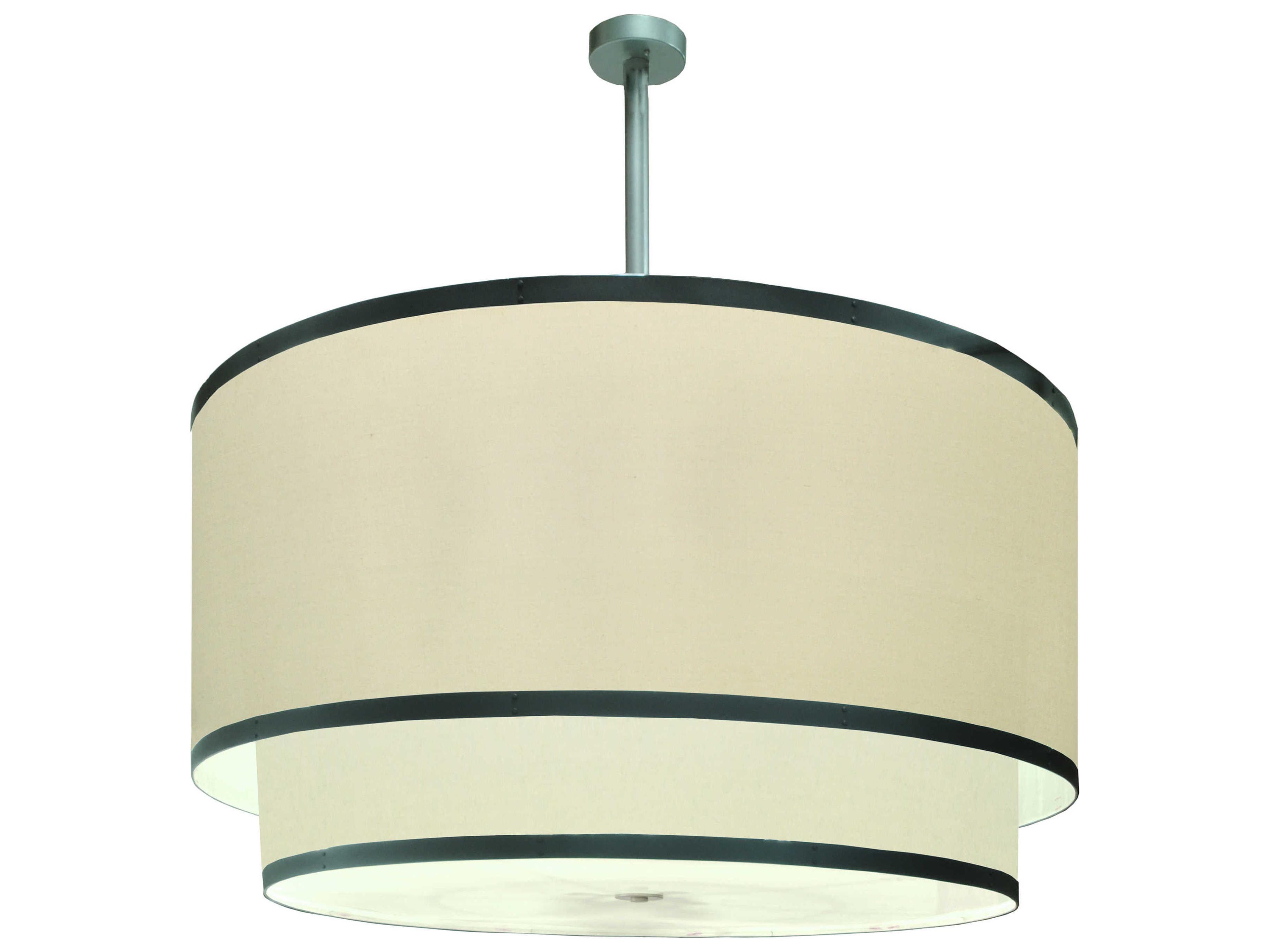 Fabric 12-Light Silver Drum Tiered Pendant