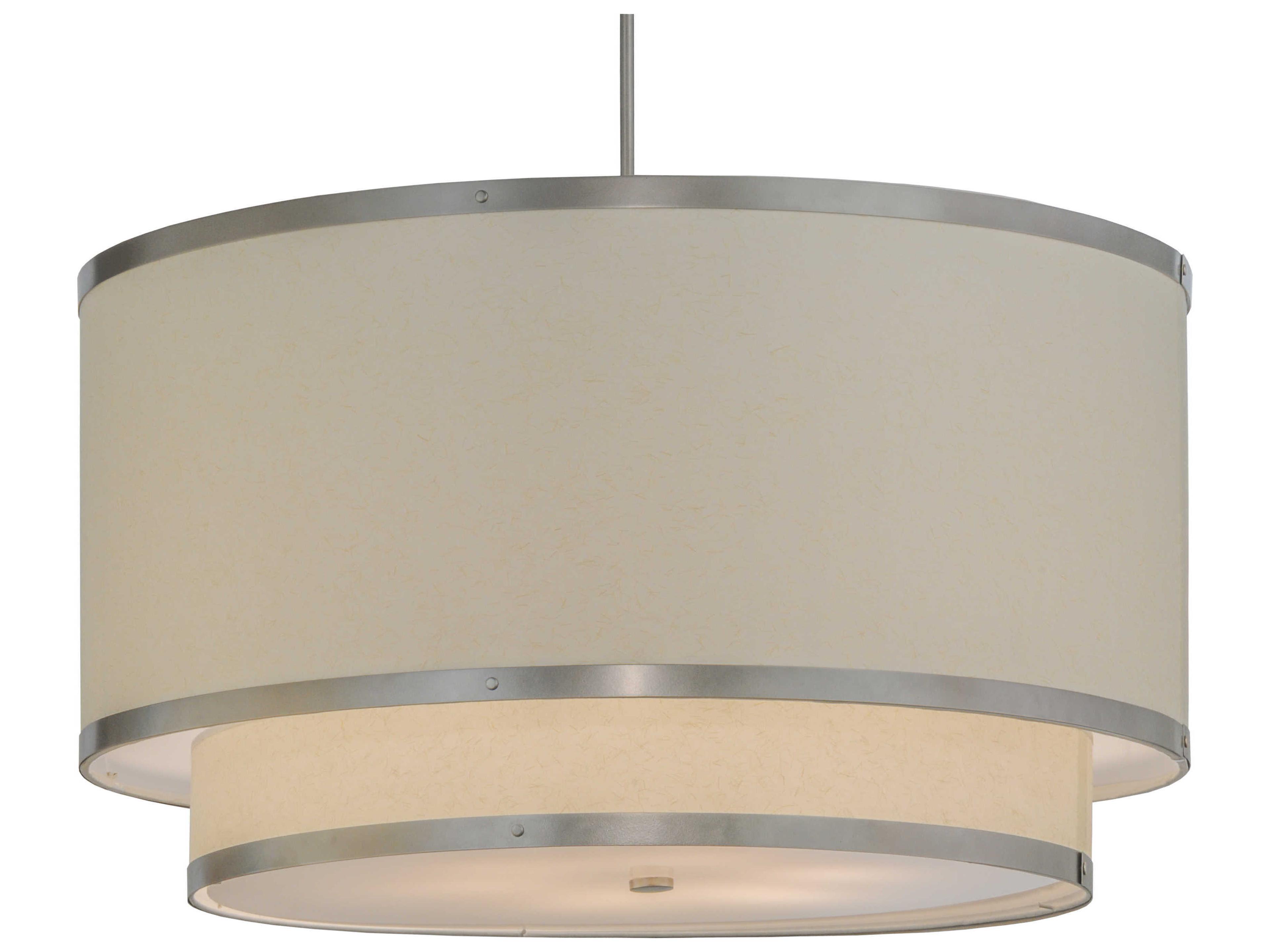 Fabric 6-Light Nickel Drum Tiered Pendant