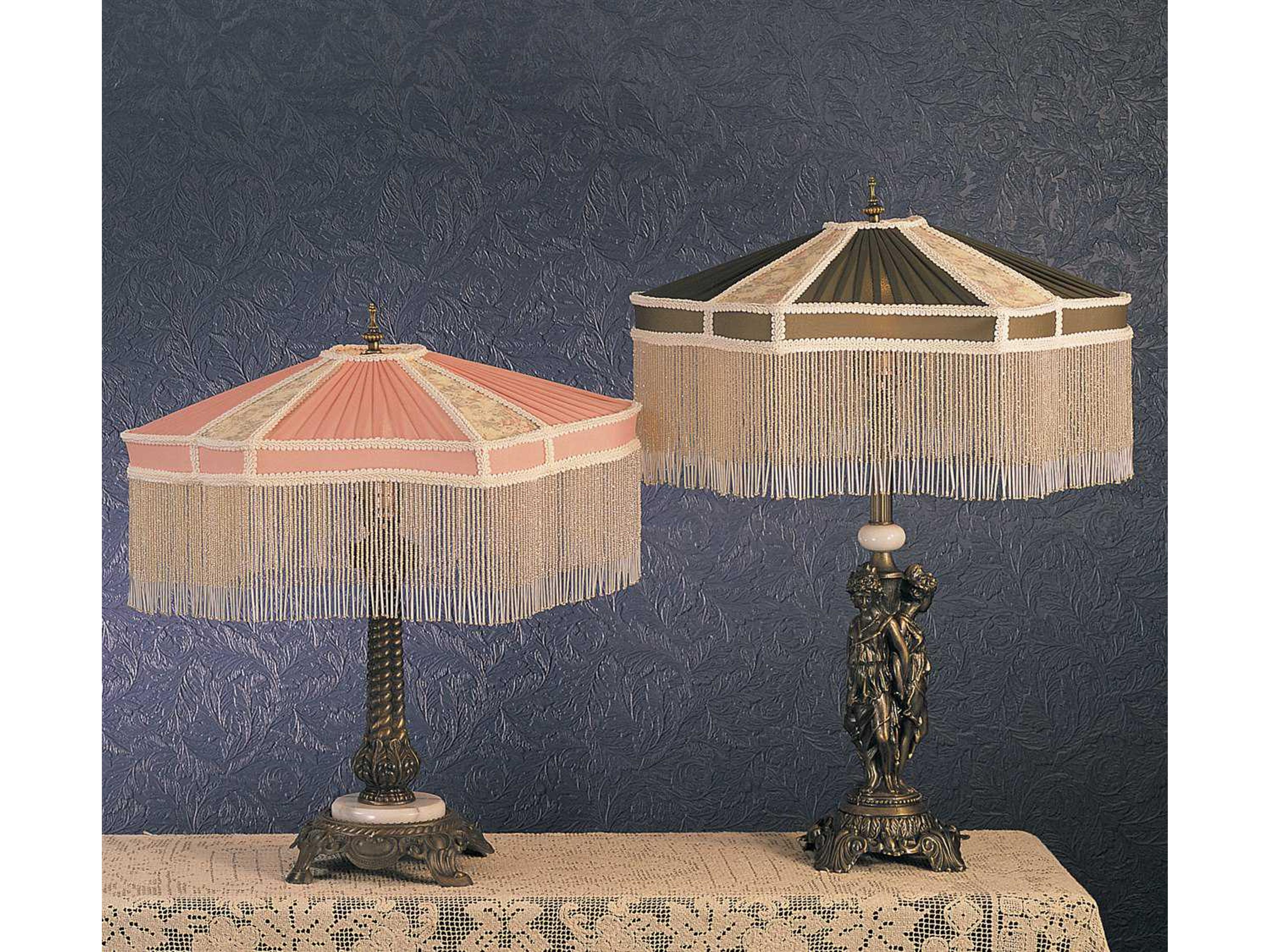 Fabric & Fringe Persian Pink Ivory Brown Table Lamp