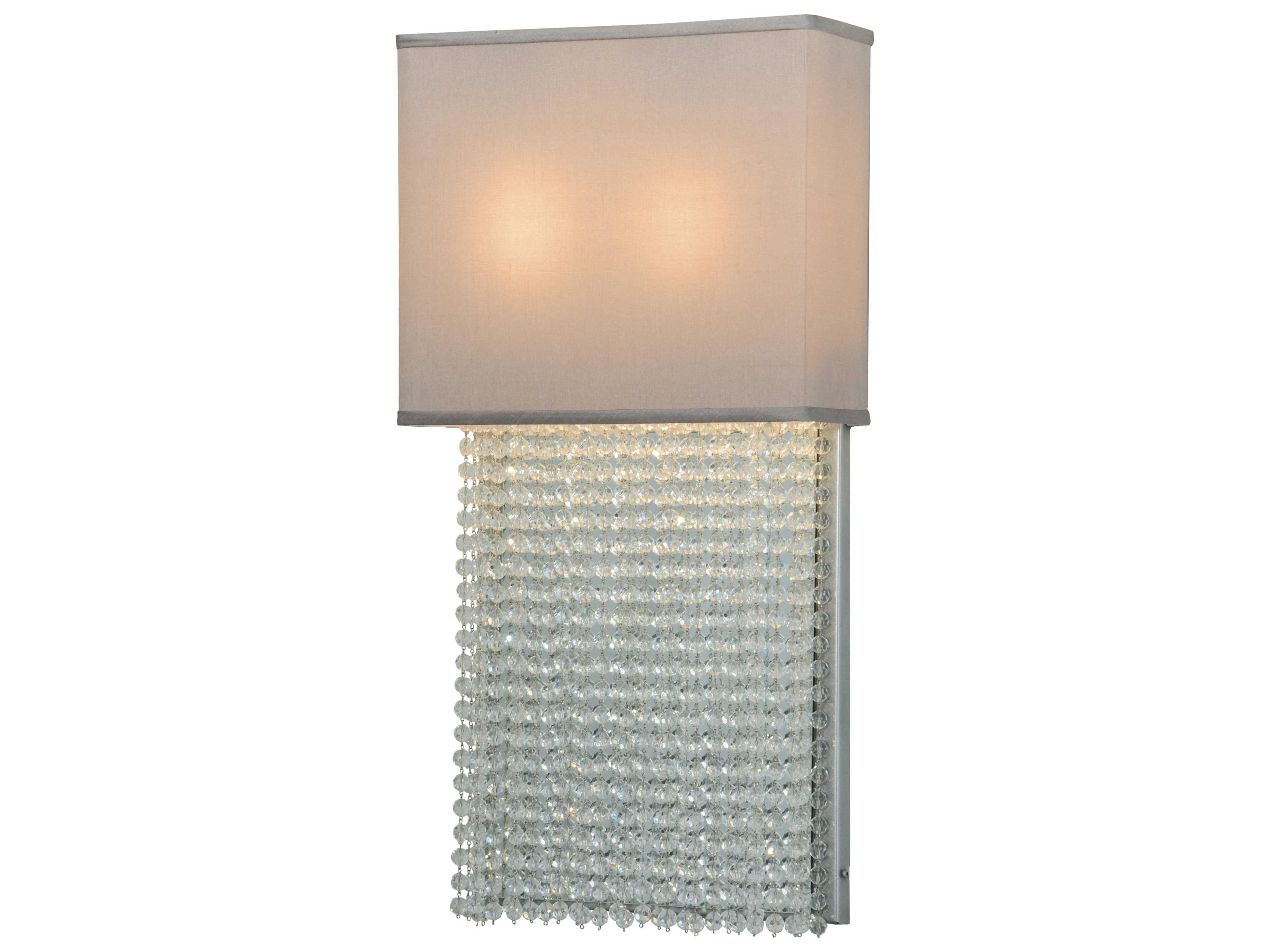 Fabric 2-Light Brown Crystal Wall Sconce