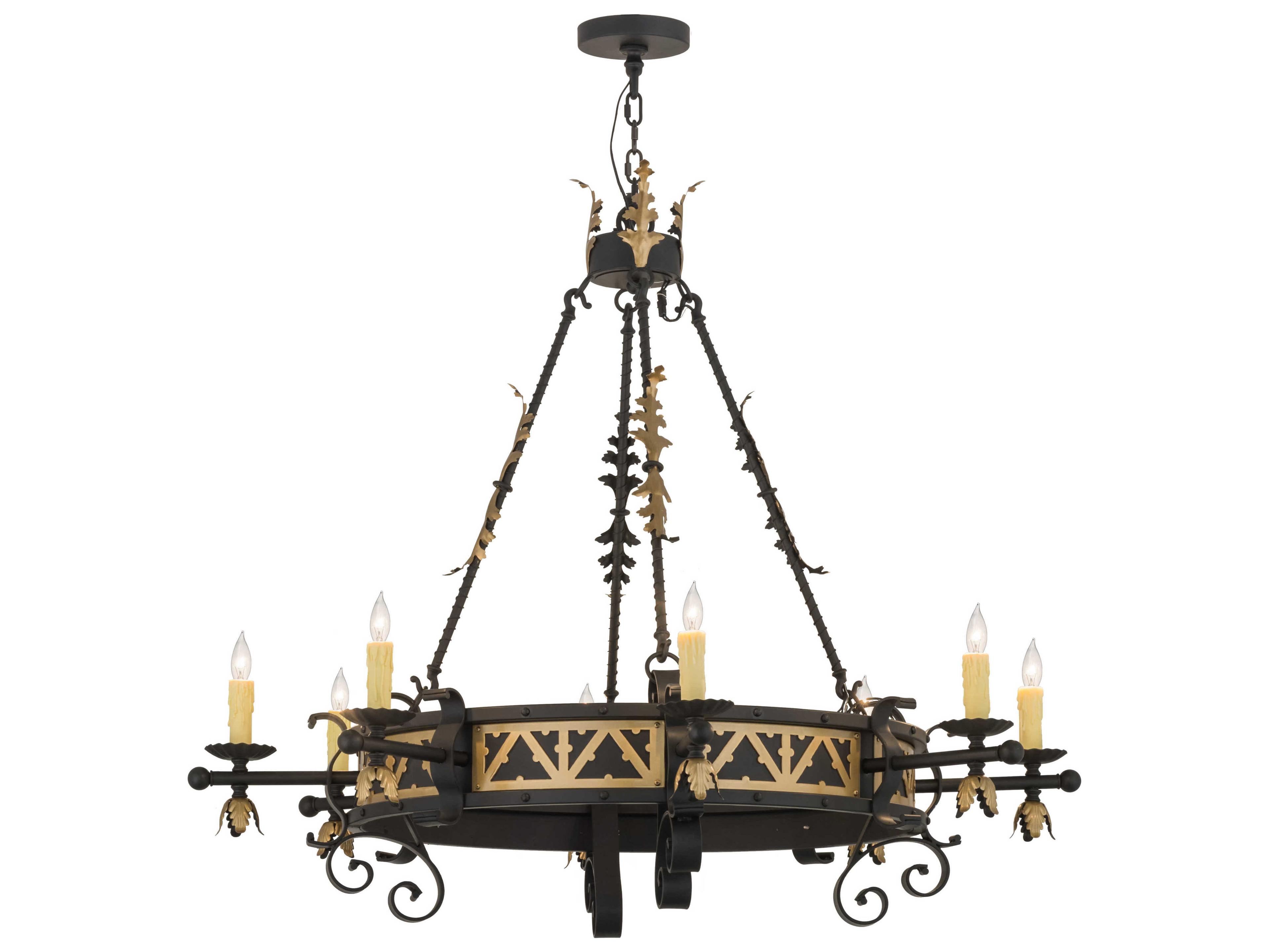 Filomena Blackwash gold Accent Candelabra Round Chandelier