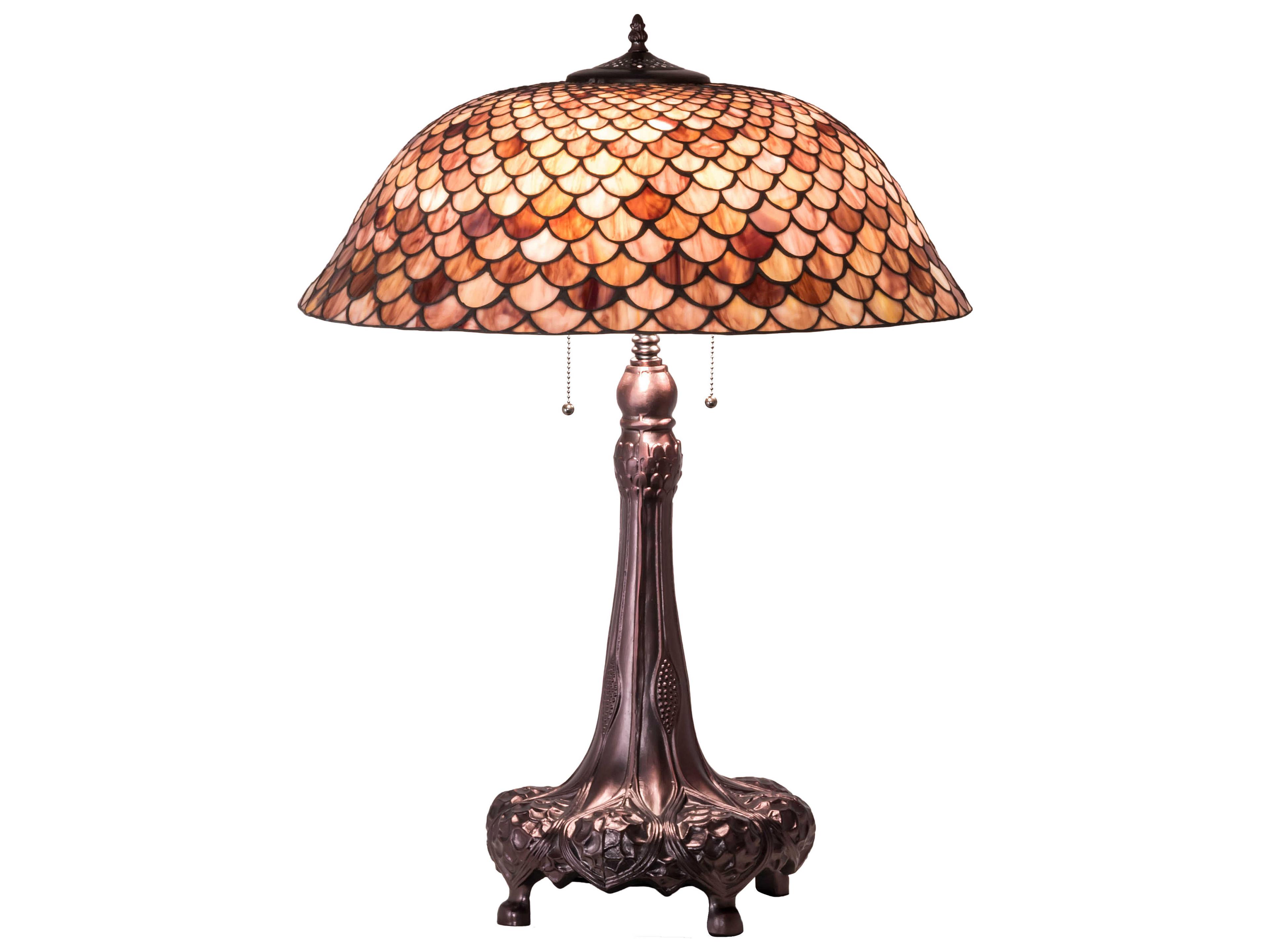 Fishscale Glass Tiffany Mahogany Bronze Buffet Lamp
