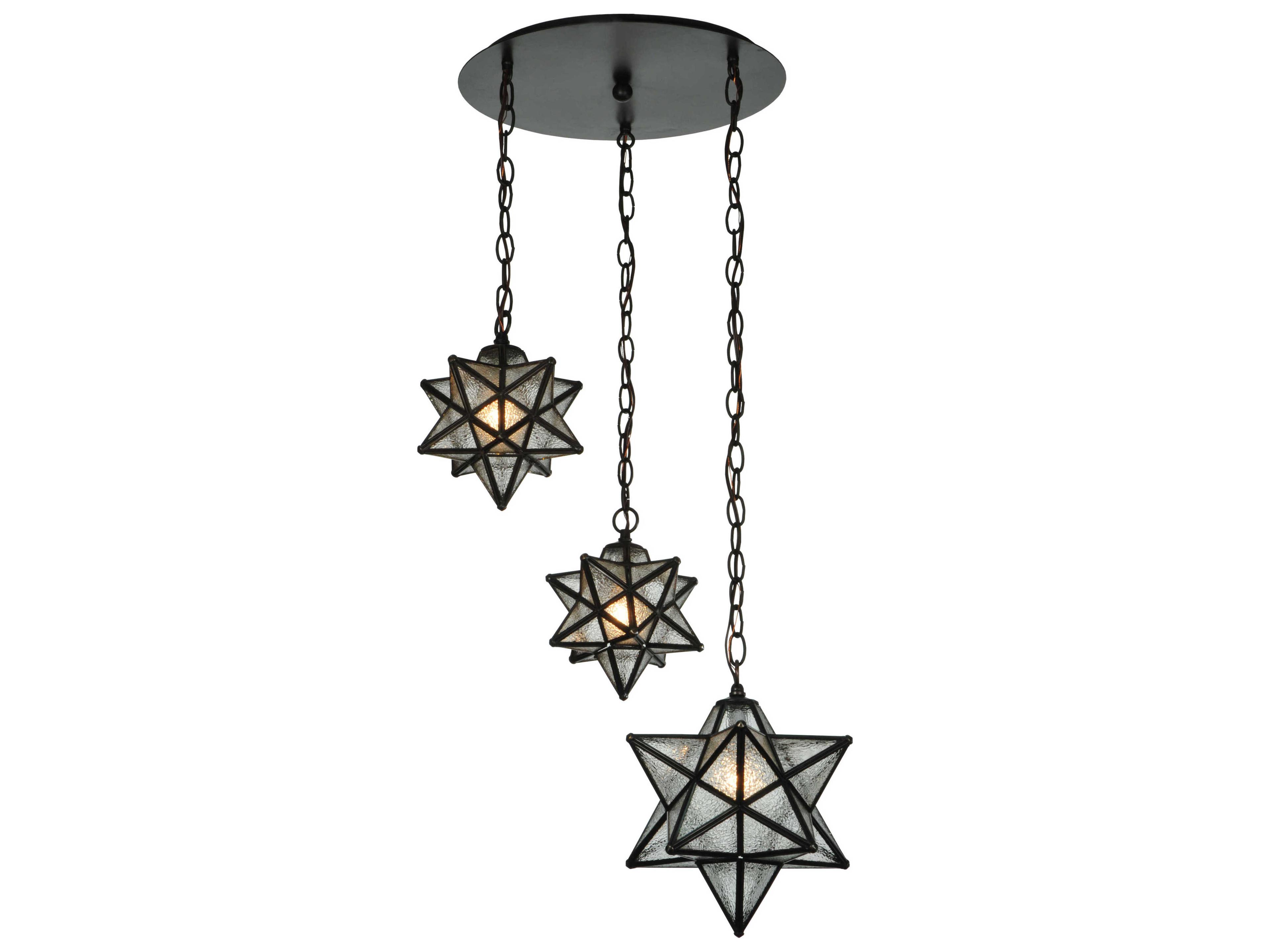 Moravian Star 3-Light Bronze Geometric Pendant