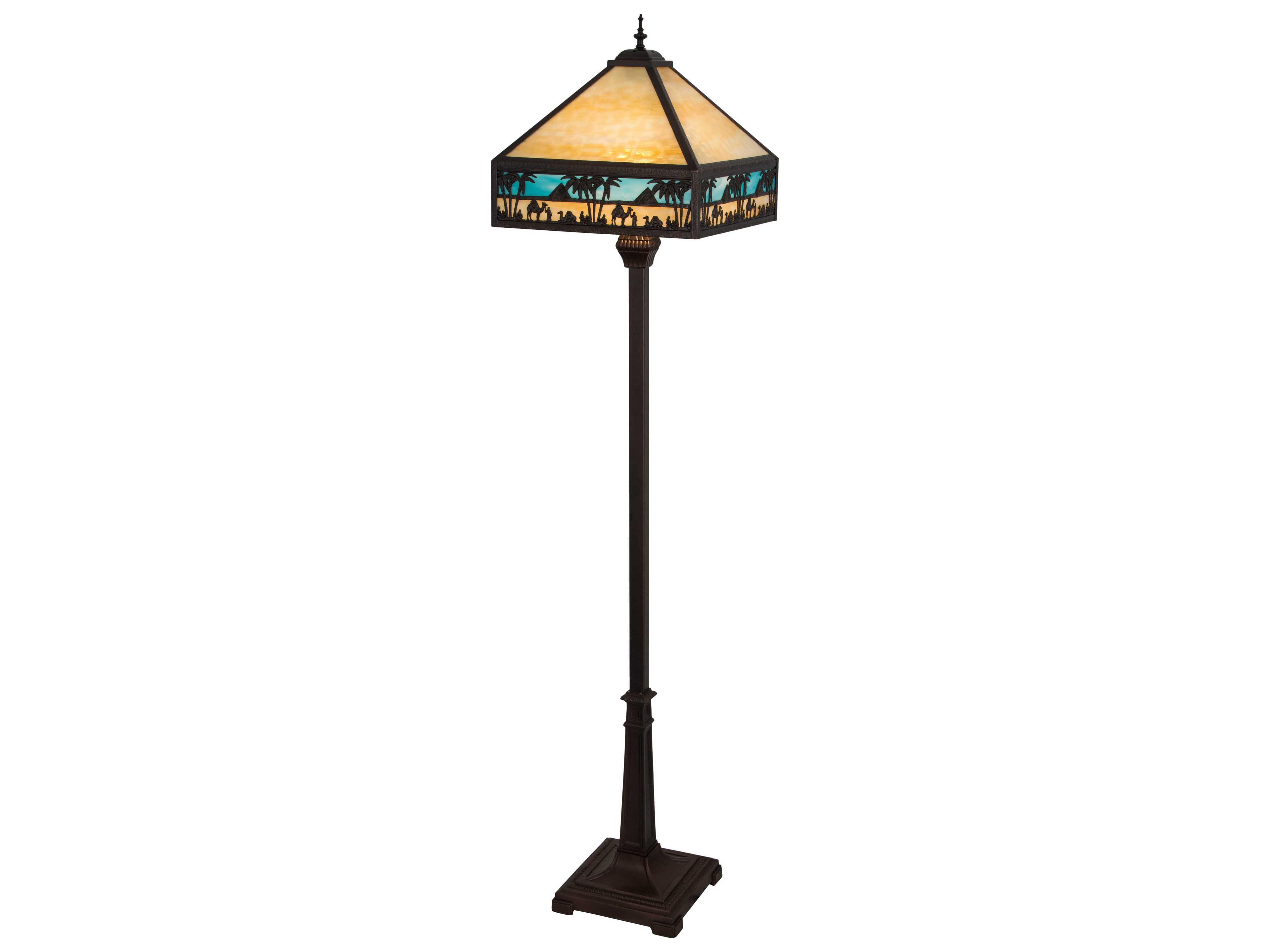 Glass Rustic Lodge Blue Floor Lamp