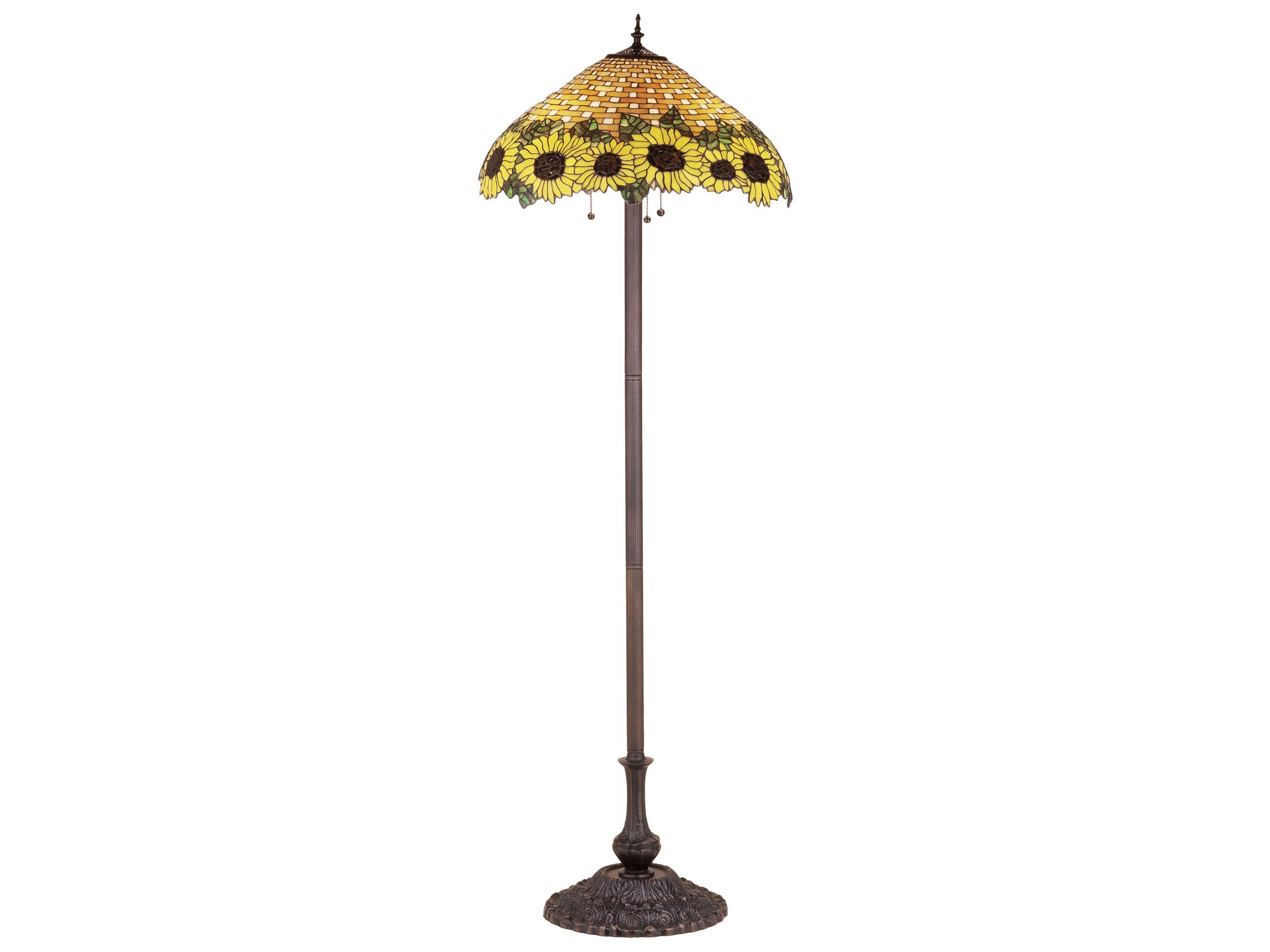 Wicker Sunflower Brown Tiffany Floor Lamp
