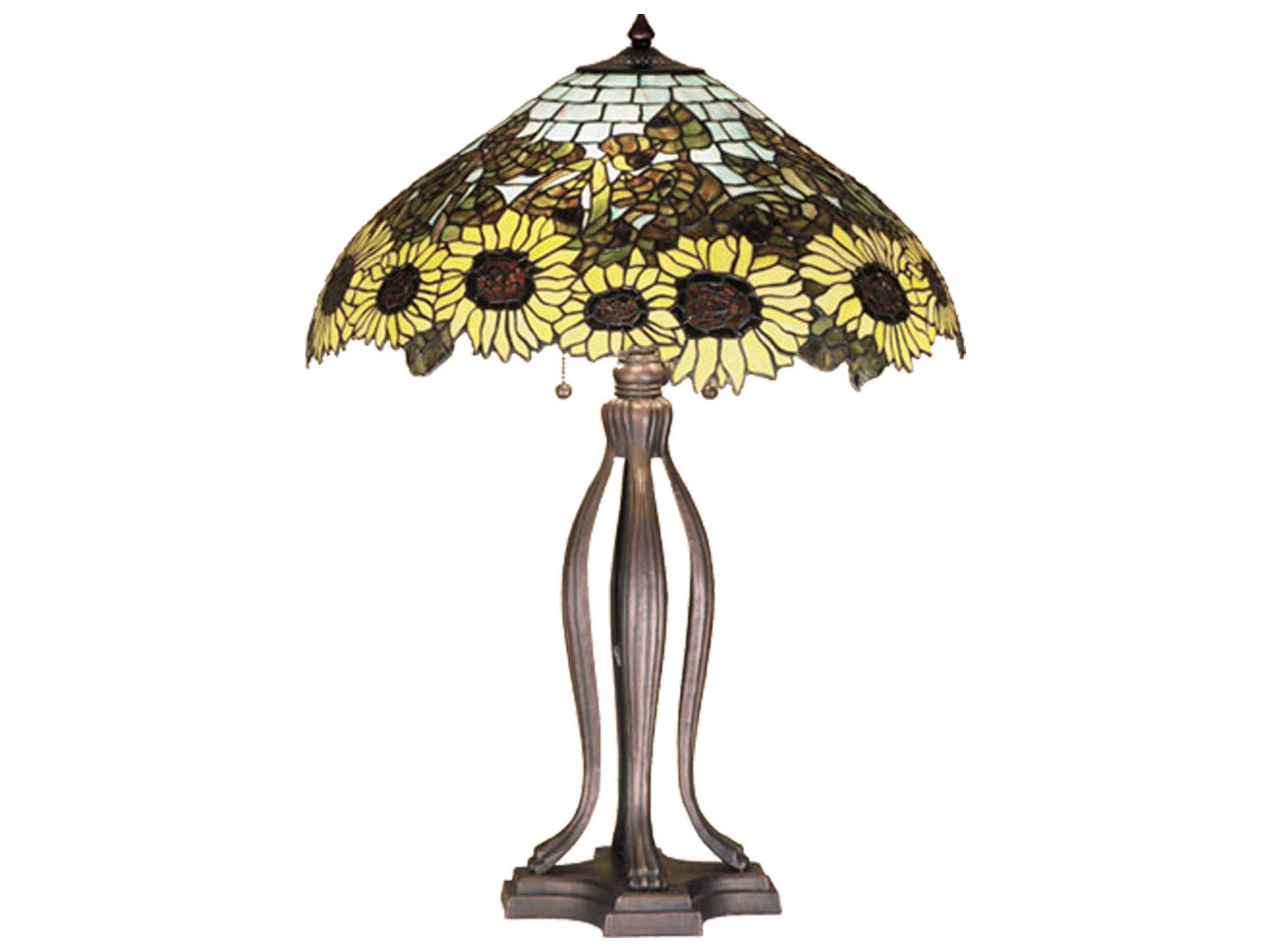 Wild Sunflower Bronze Tiffany Table Lamp