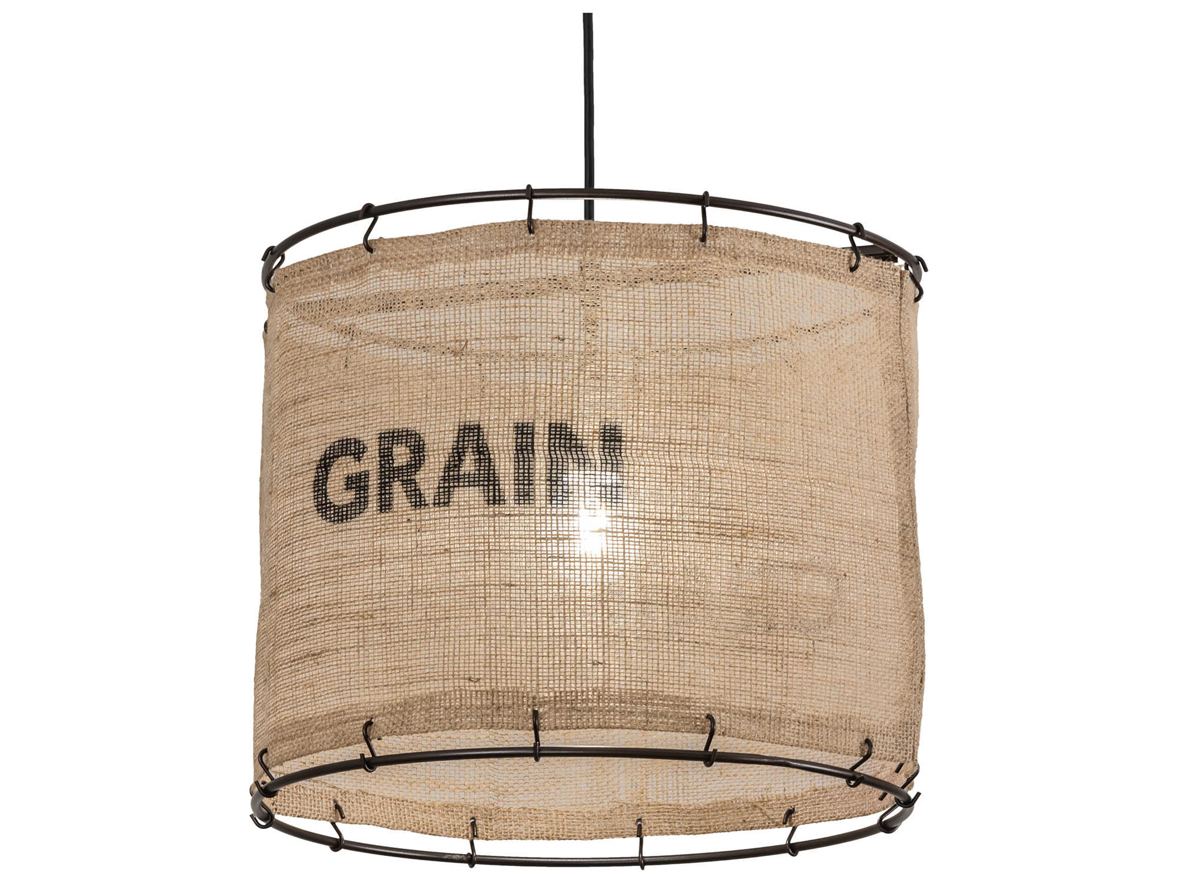 Flour Sack 1-Light Bronze LED Drum Pendant