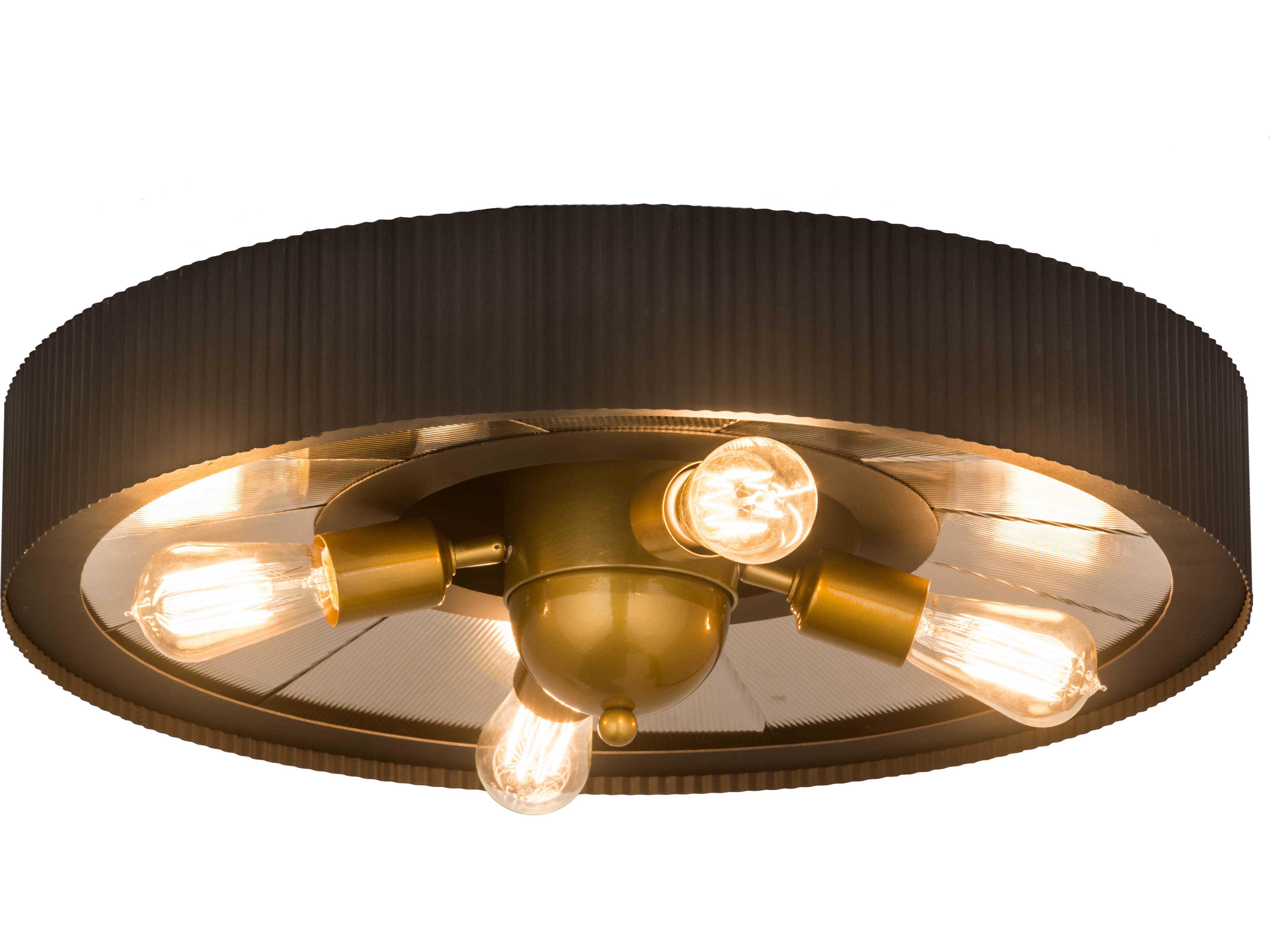 4-Light Black Glass Flush Mount
