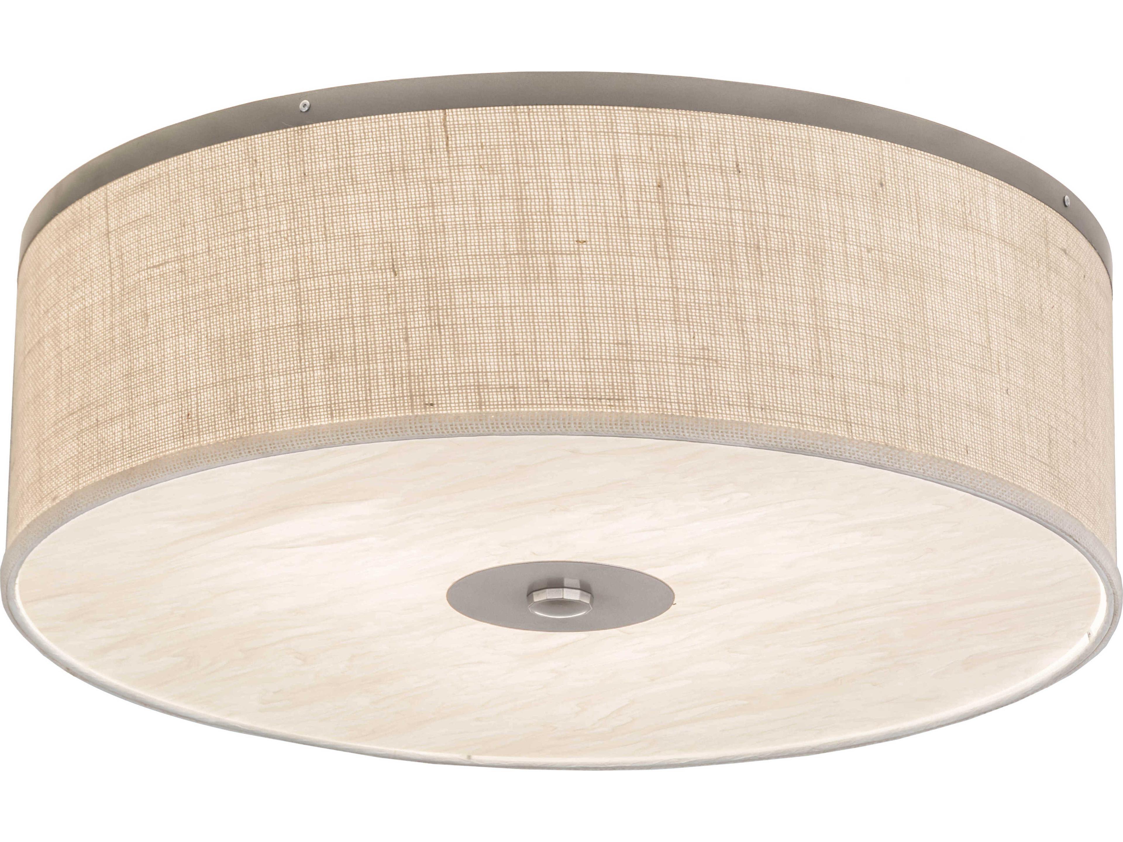 3-Light Nickel Glass Drum Flush Mount