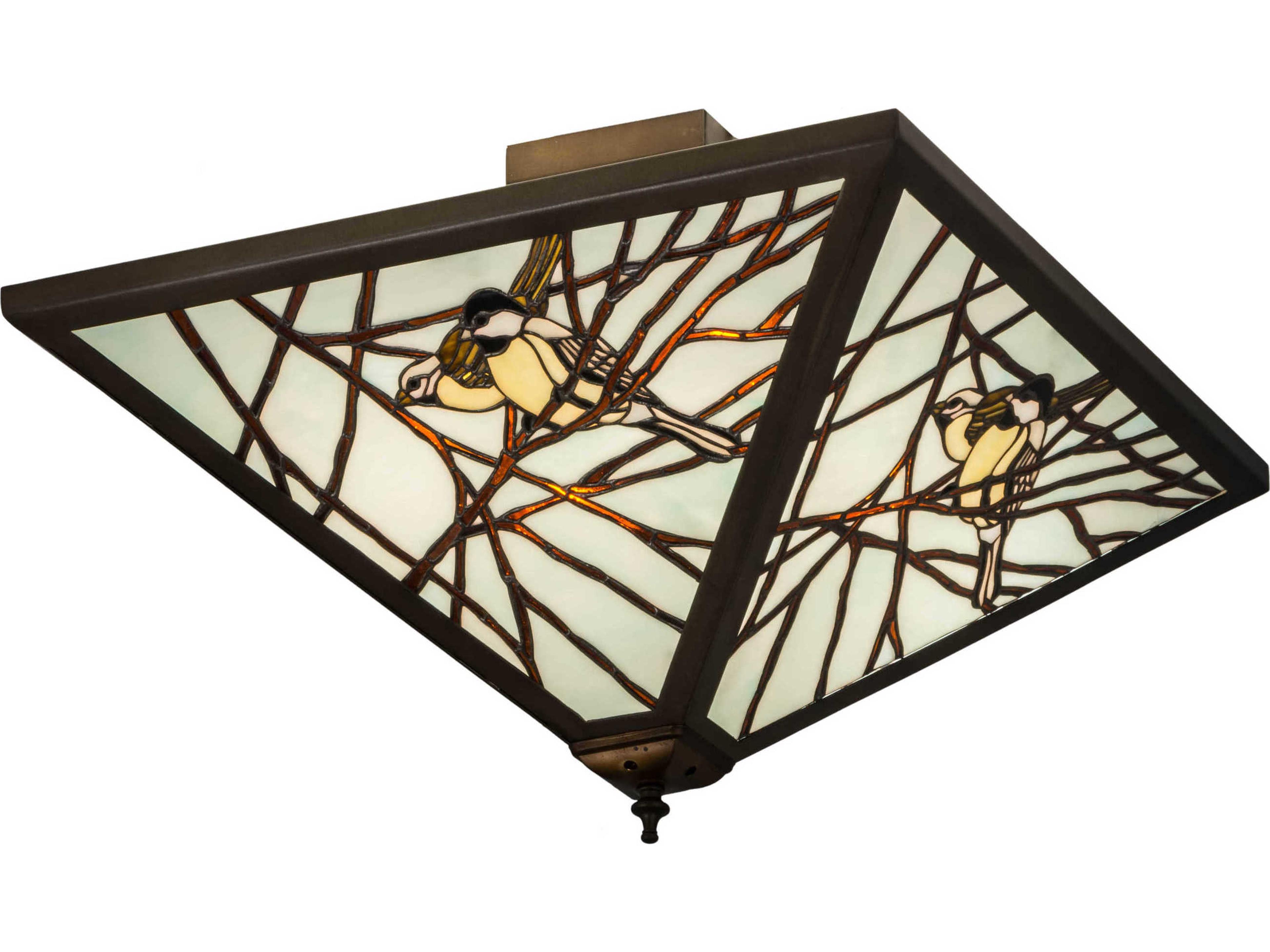 4-Light Blue Glass Flush Mount