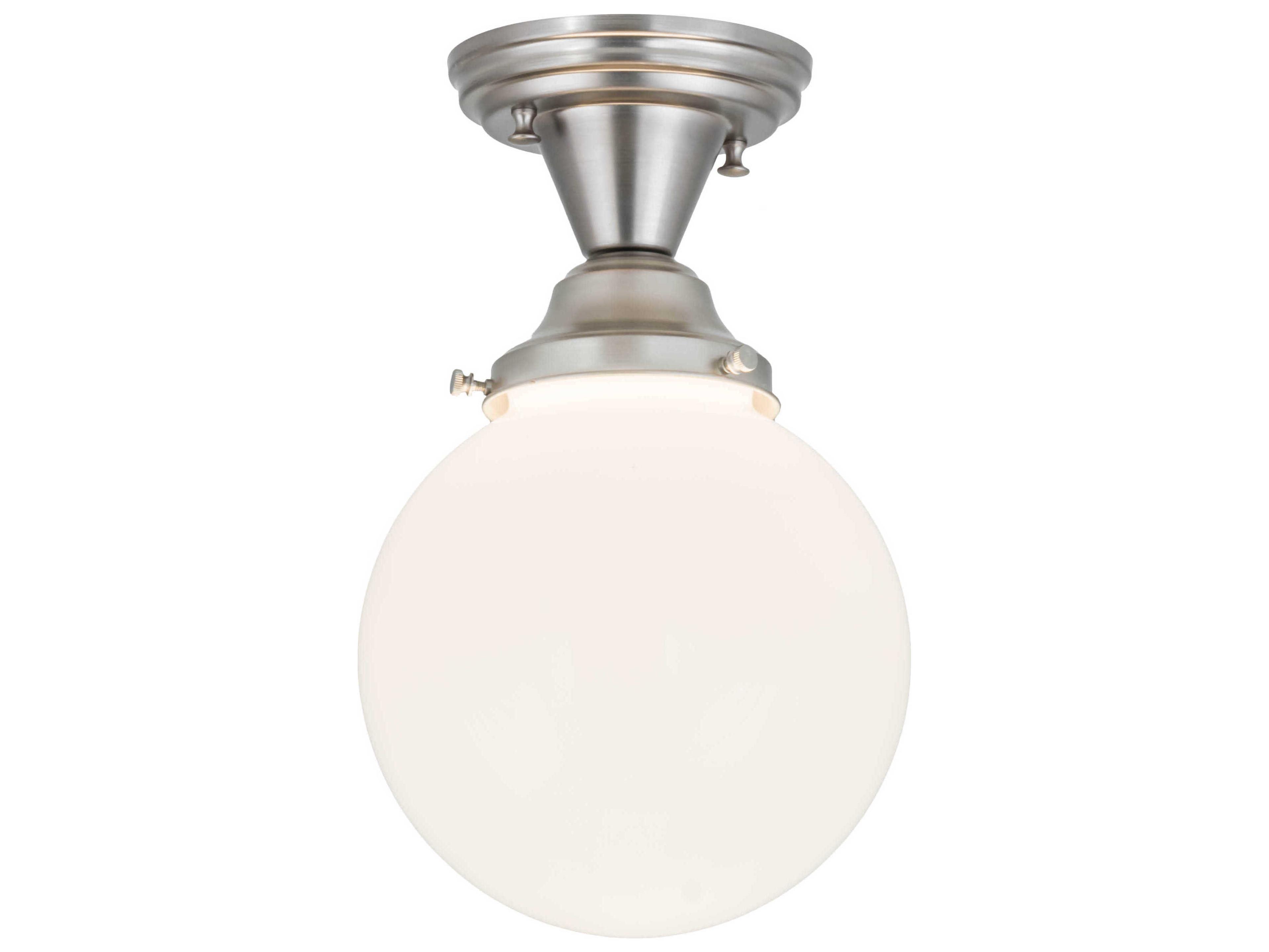 Revival Schoolhouse 1-Light Nickel Glass Globe Flush Mount