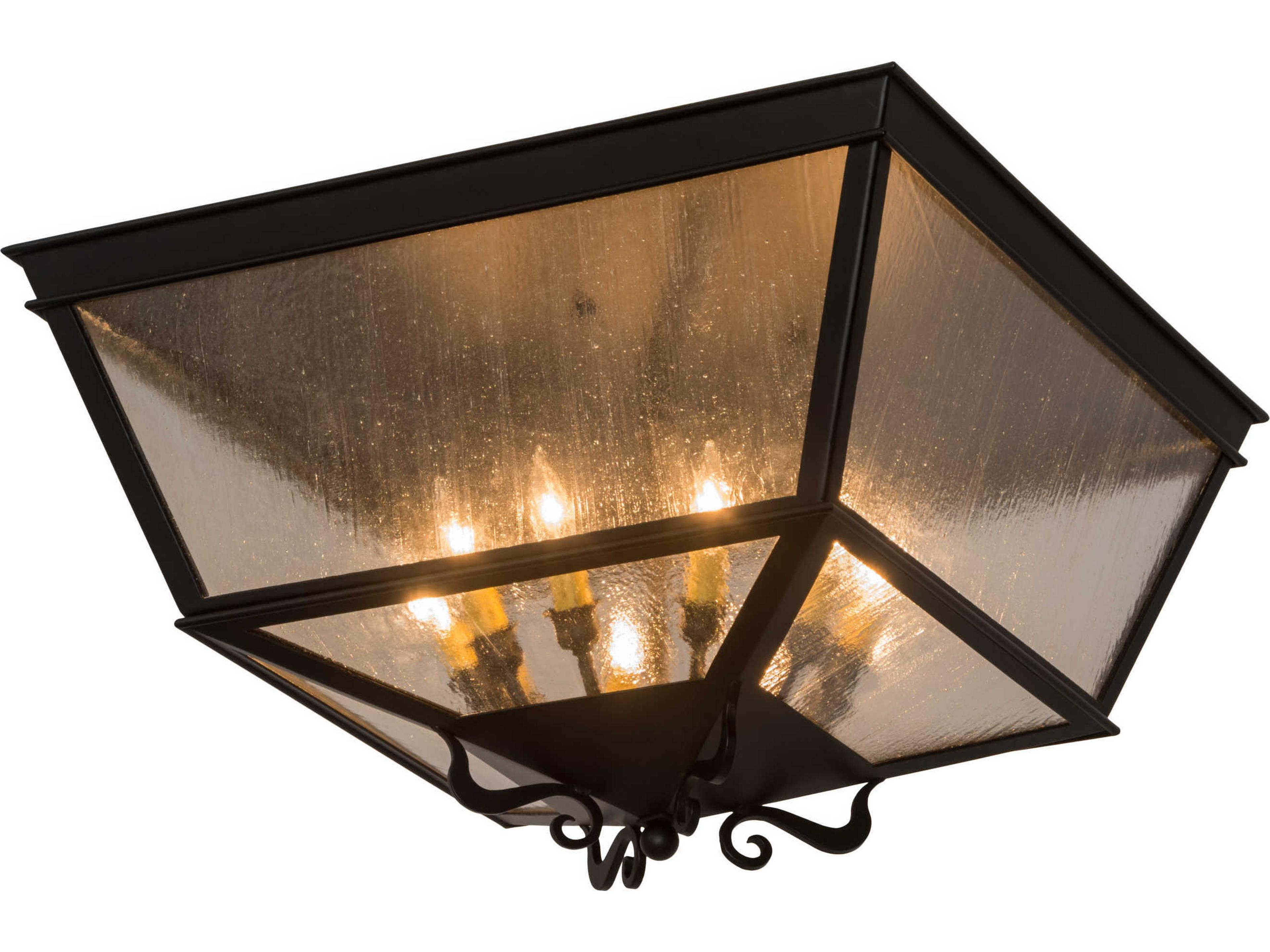 10-Light Black Glass Flush Mount