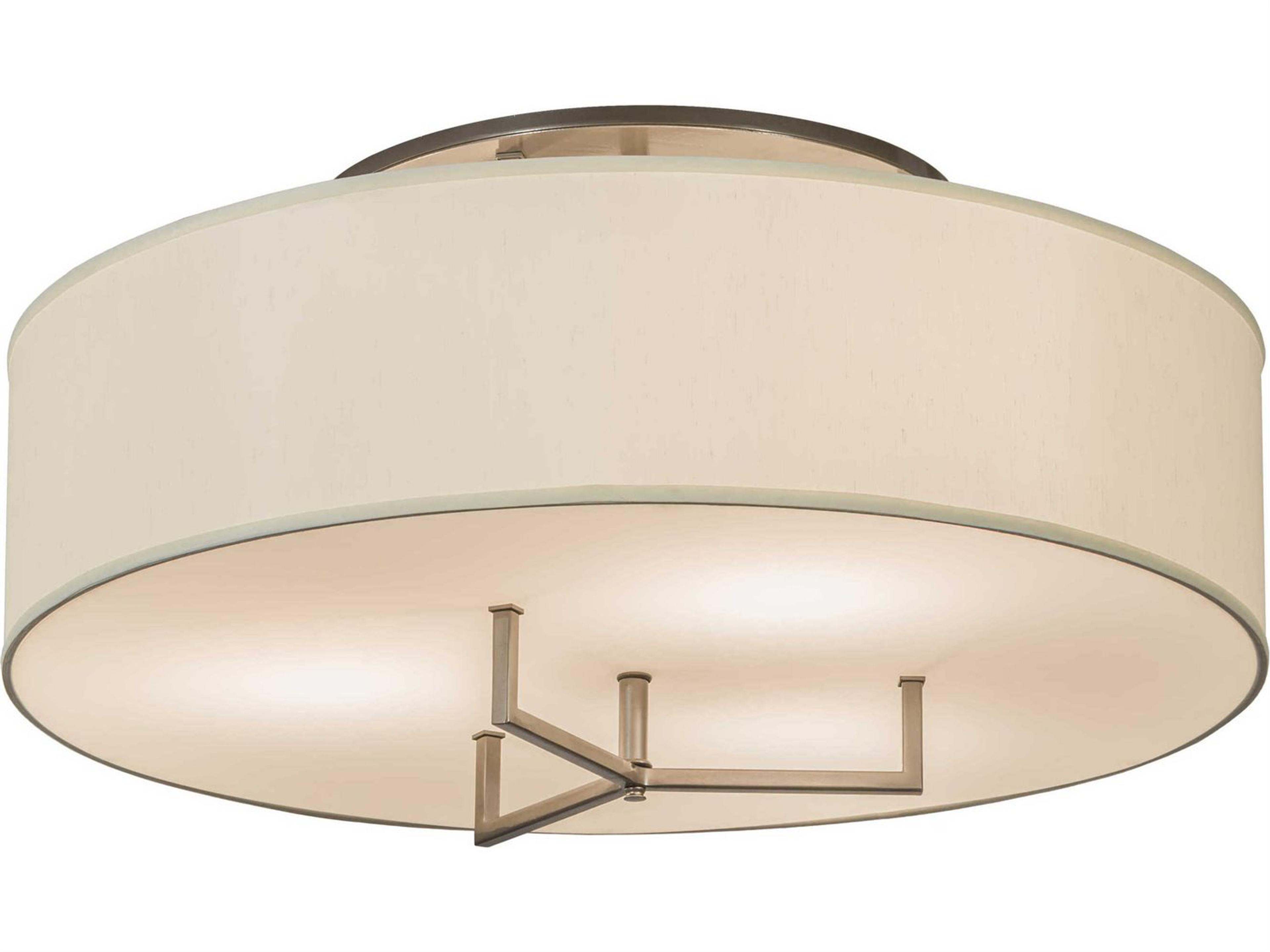 3-Light Bronze Glass Drum Flush Mount