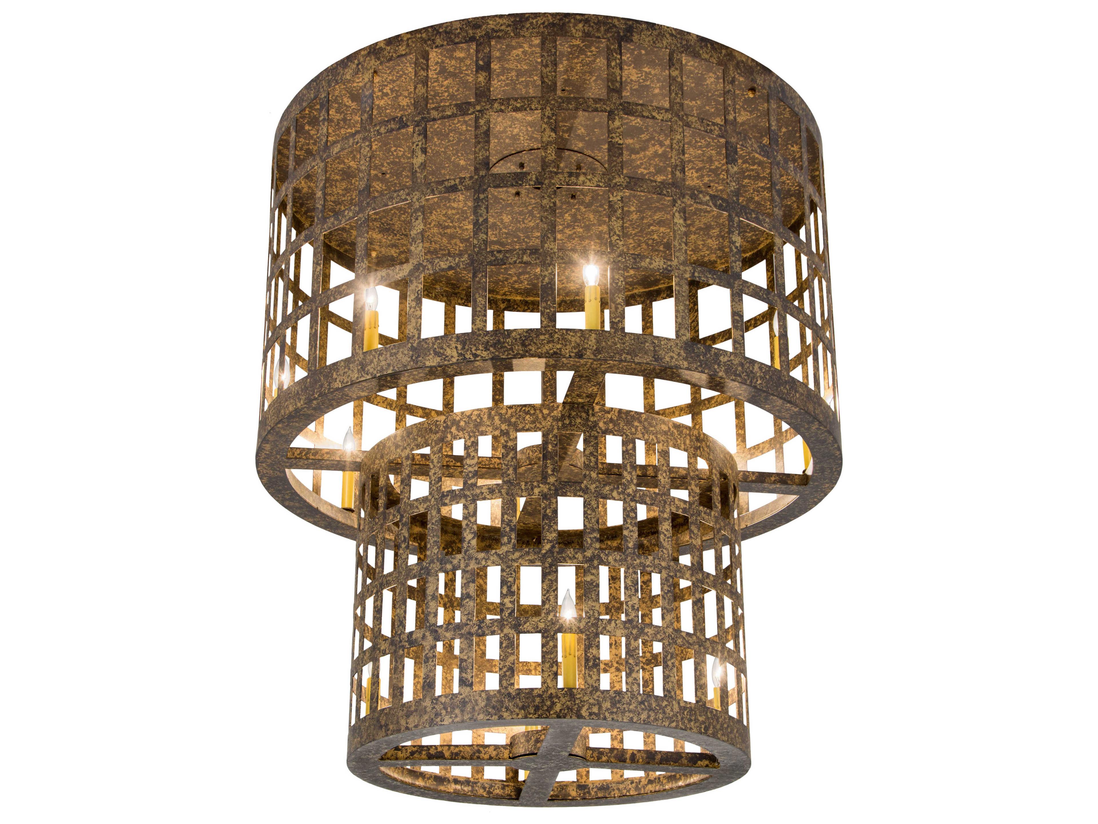 12-Light Gold Glass Flush Mount