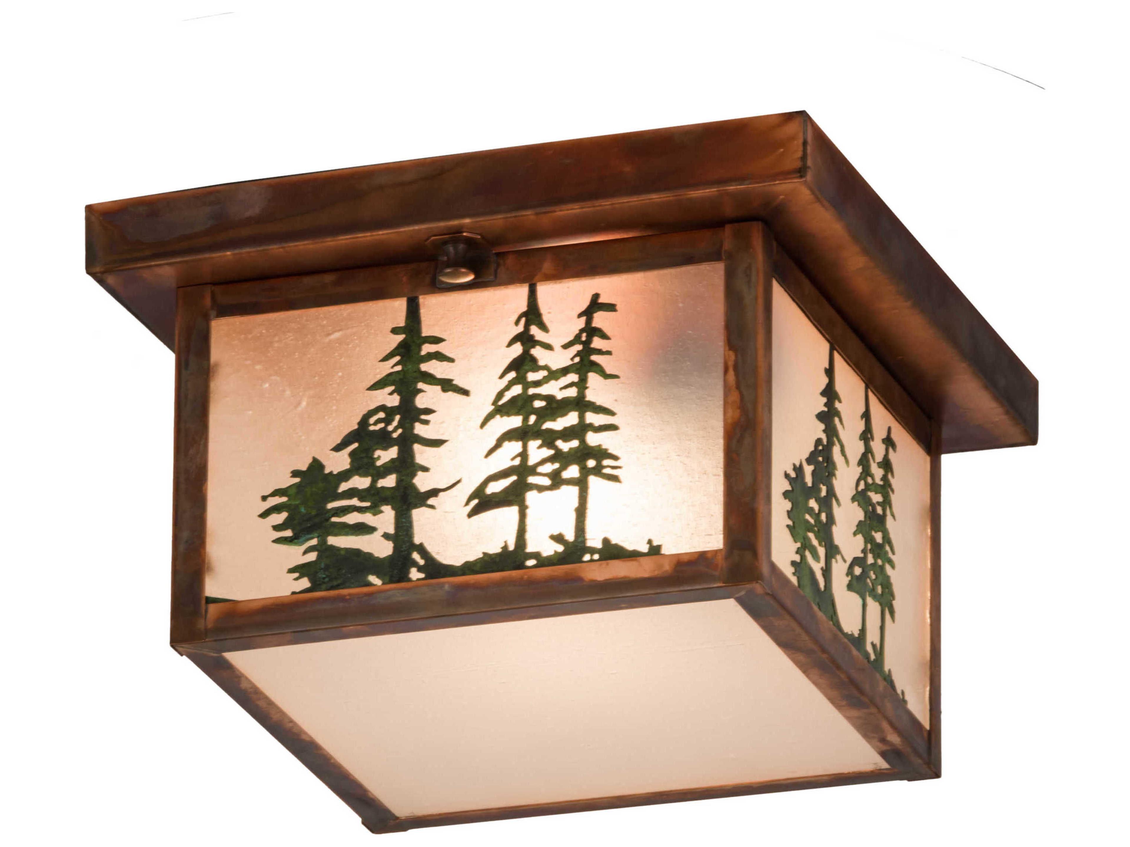 1-Light Copper Glass Flush Mount