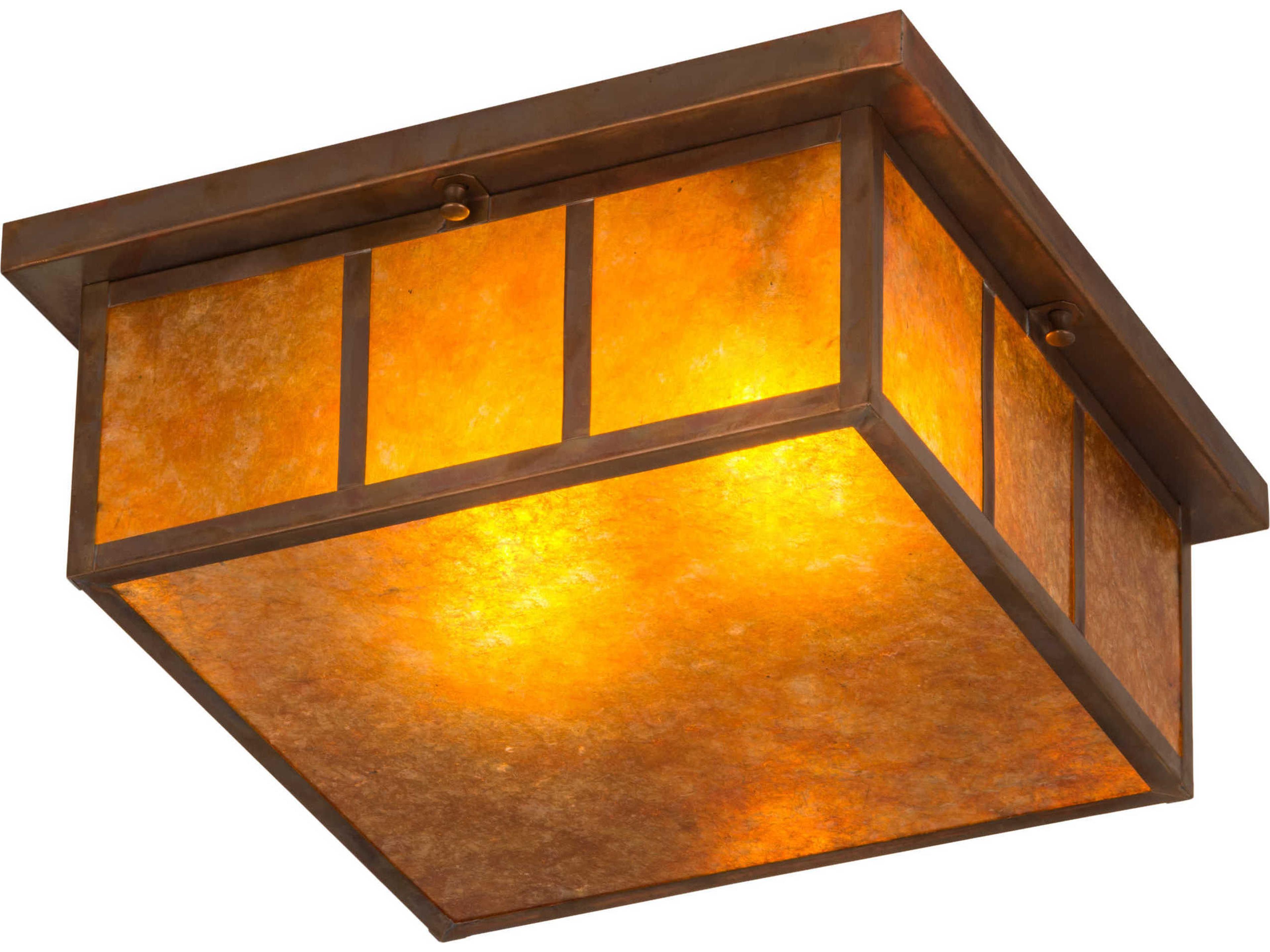 2-Light Copper Glass Flush Mount