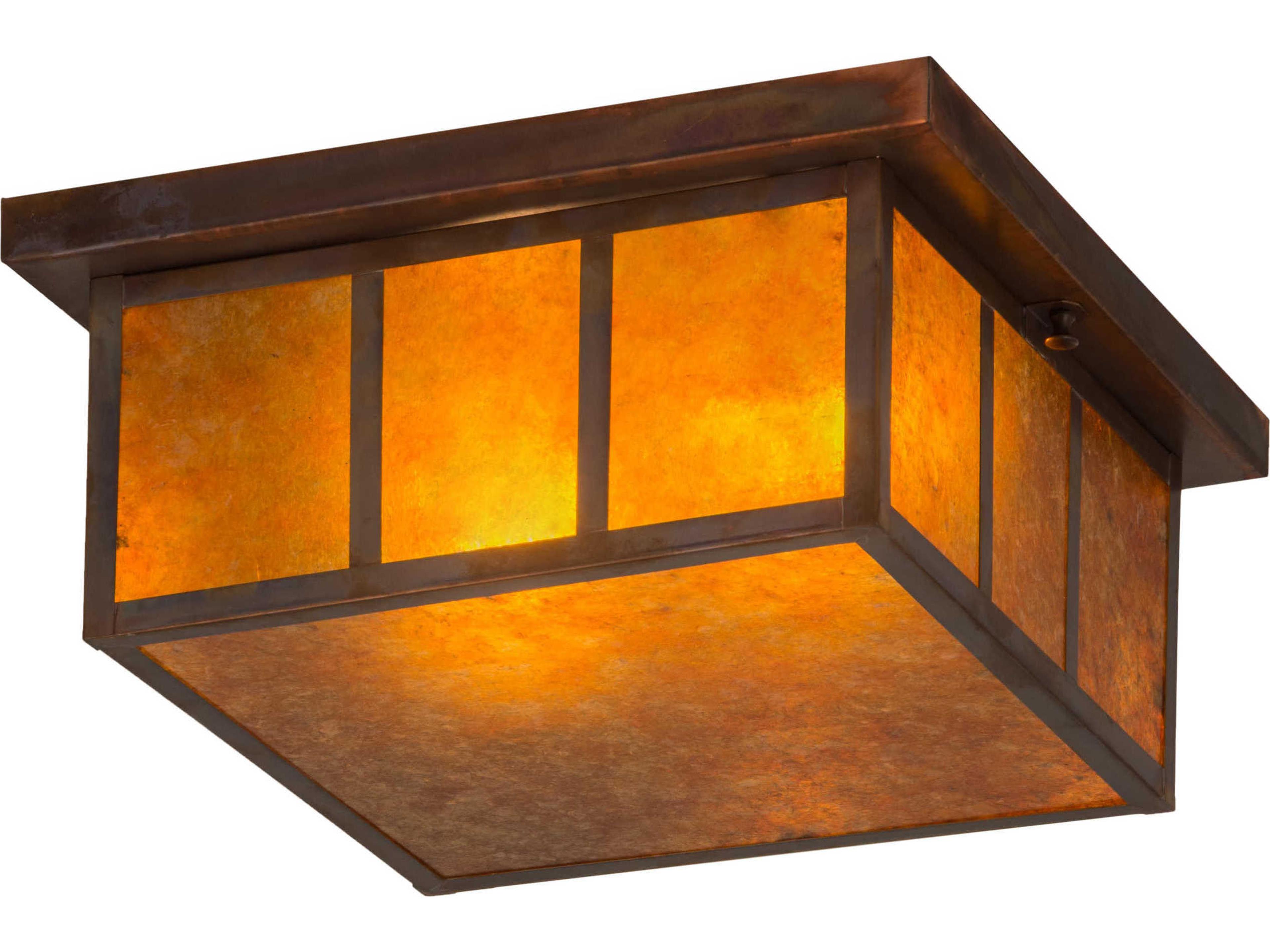 Meyda 2-Light Copper Glass Flush Mount