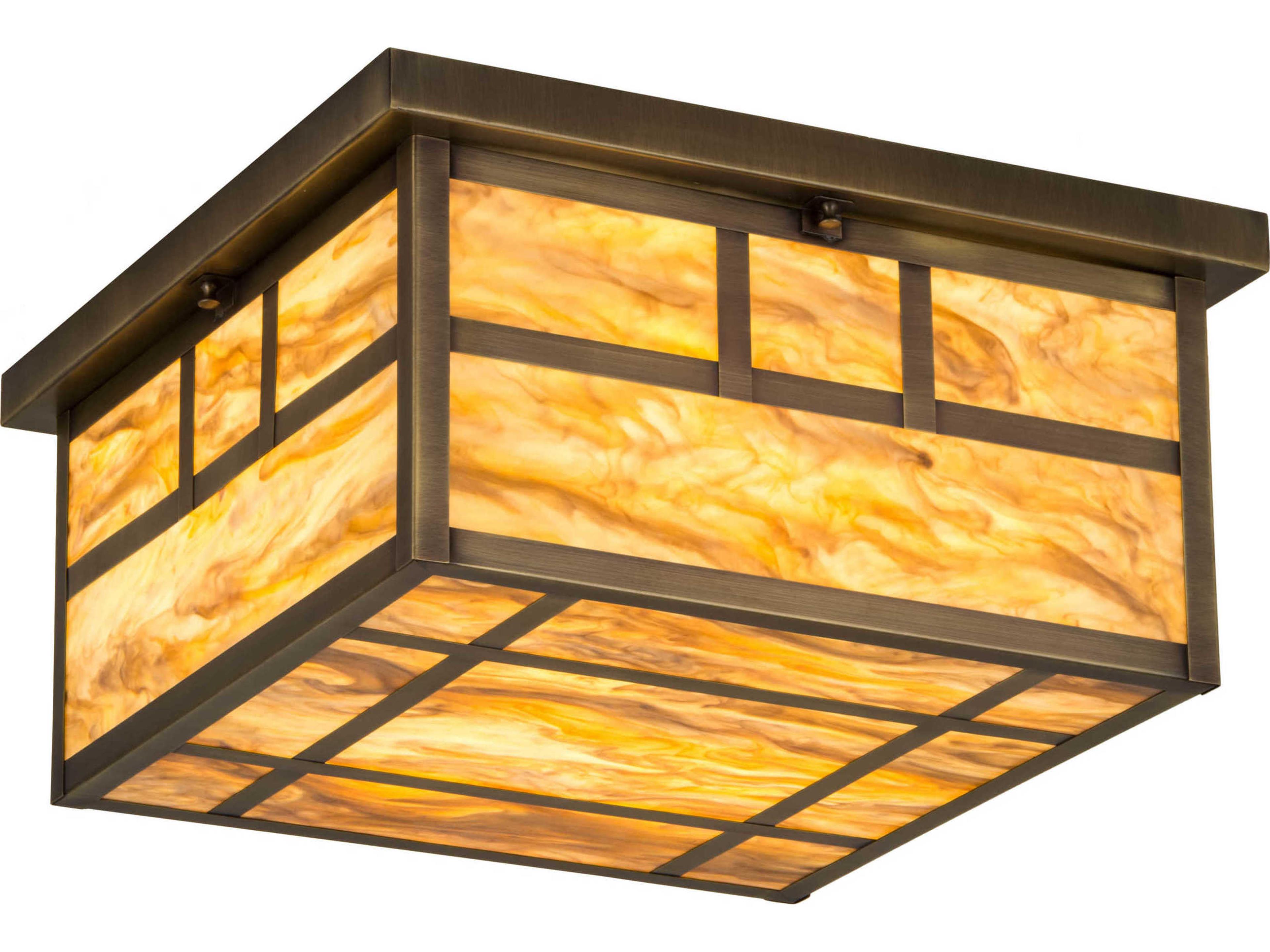 4-Light Brass Glass Flush Mount