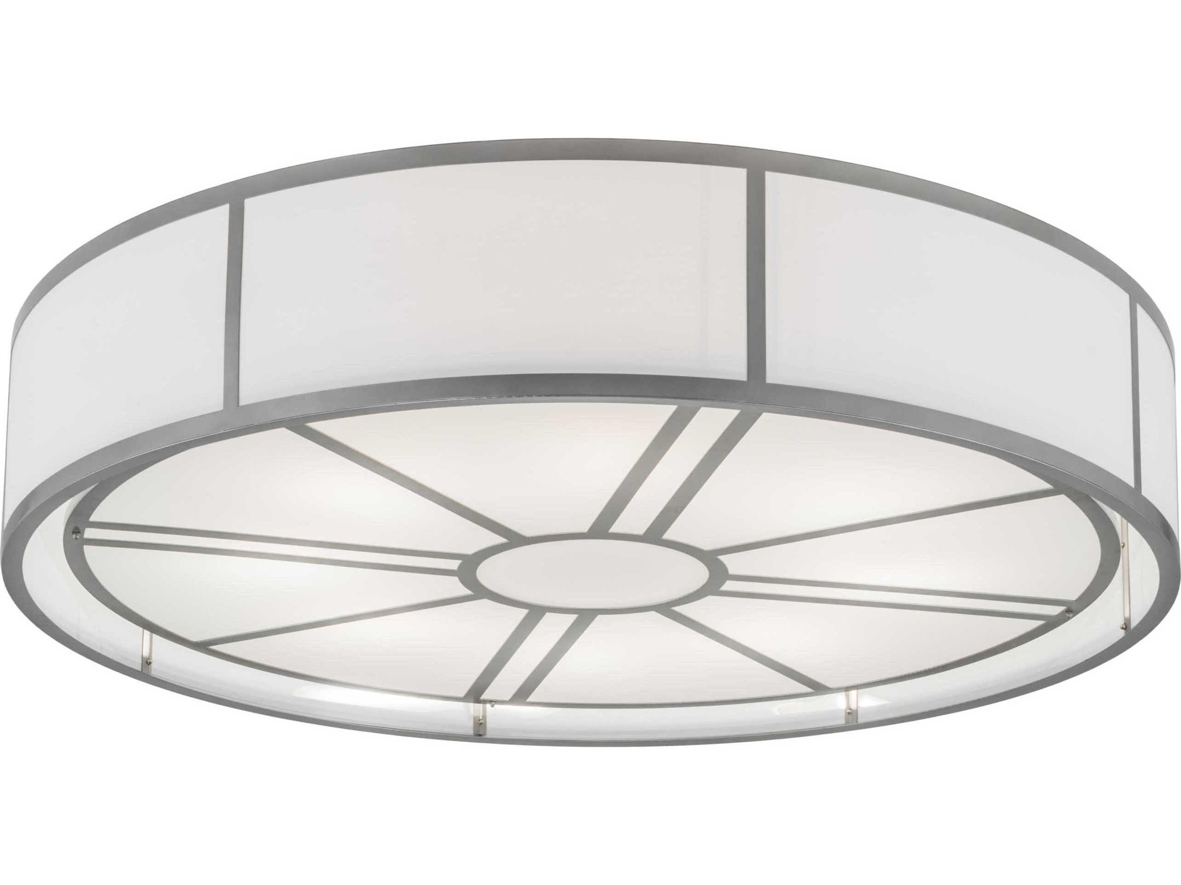 8-Light White Glass Drum Flush Mount