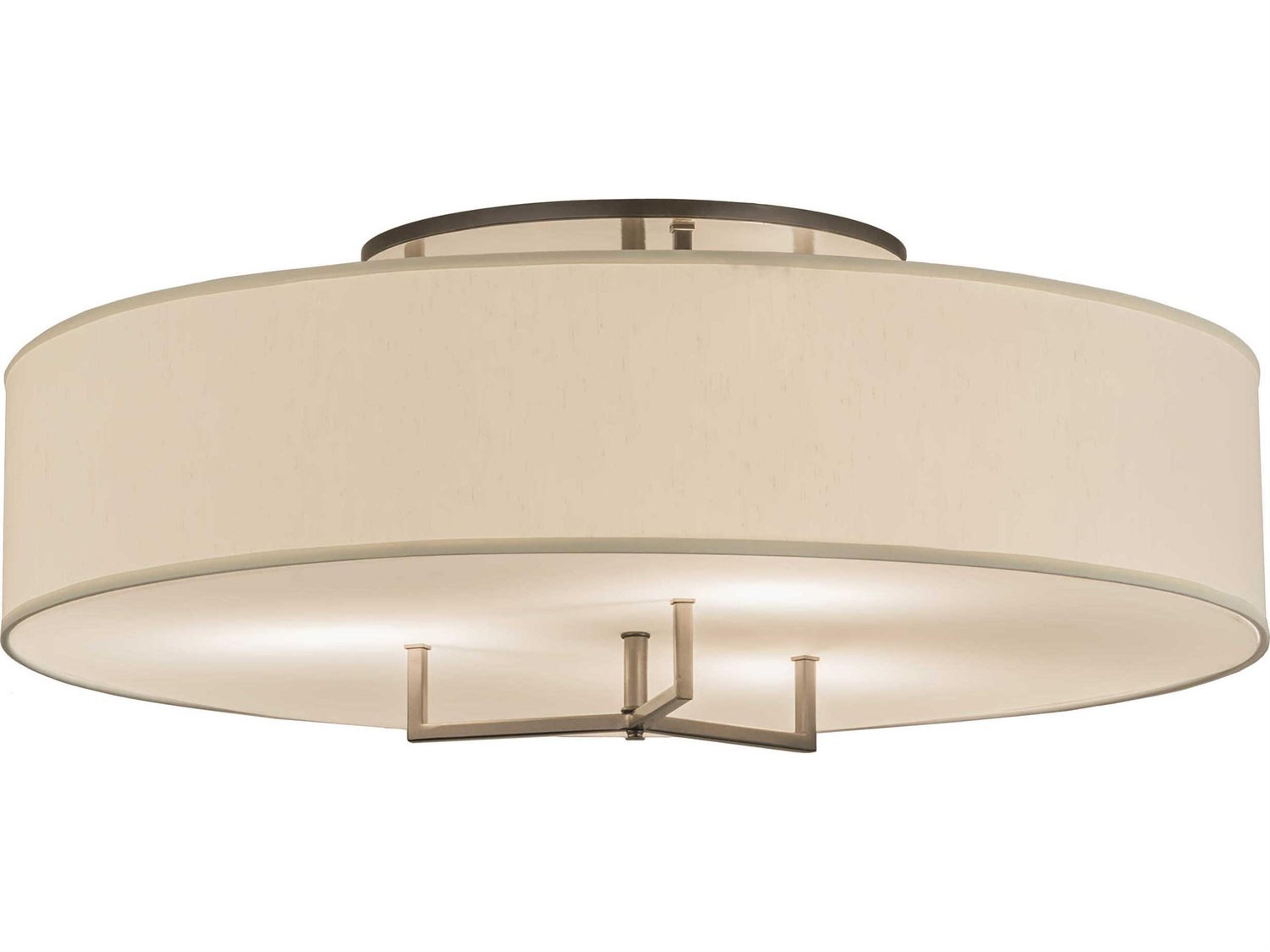 4-Light Bronze Glass Drum Flush Mount