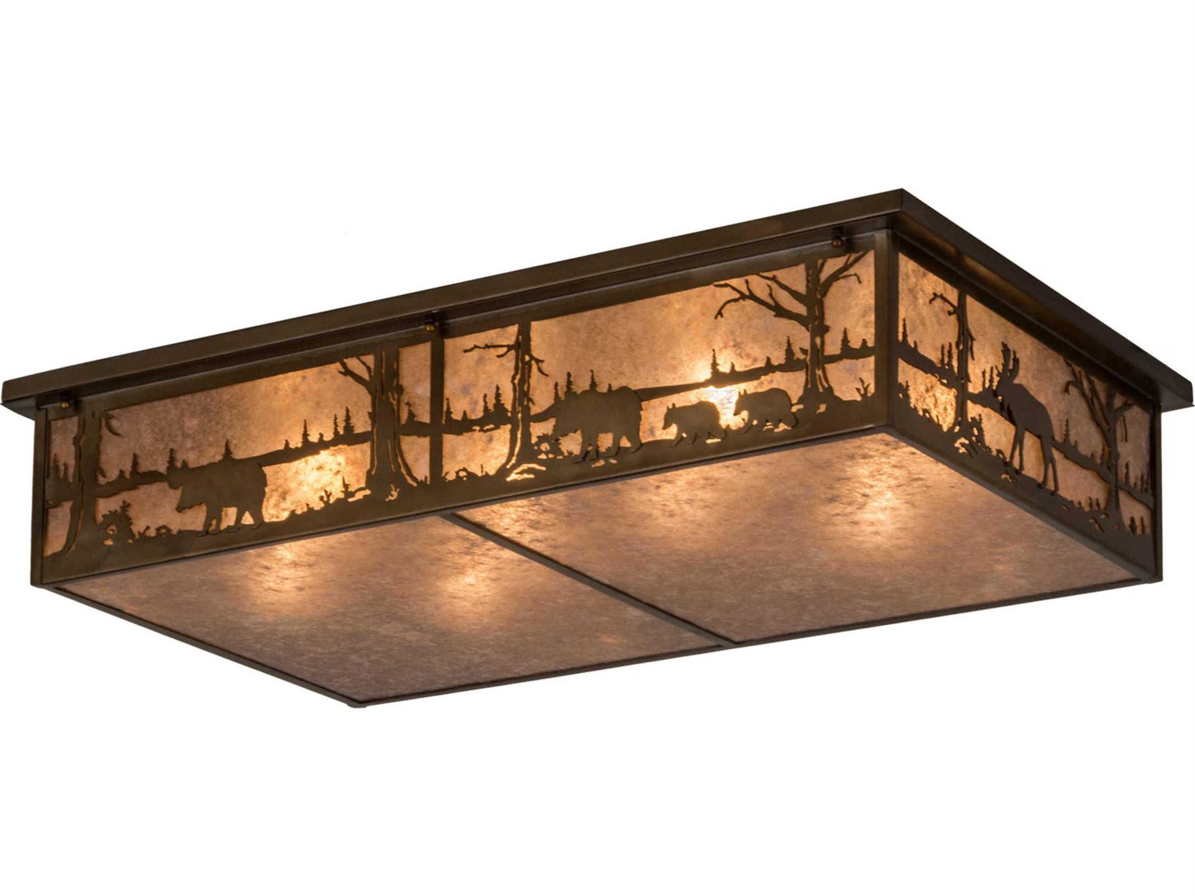 Meyda 8-Light Copper Glass Geometric Flush Mount