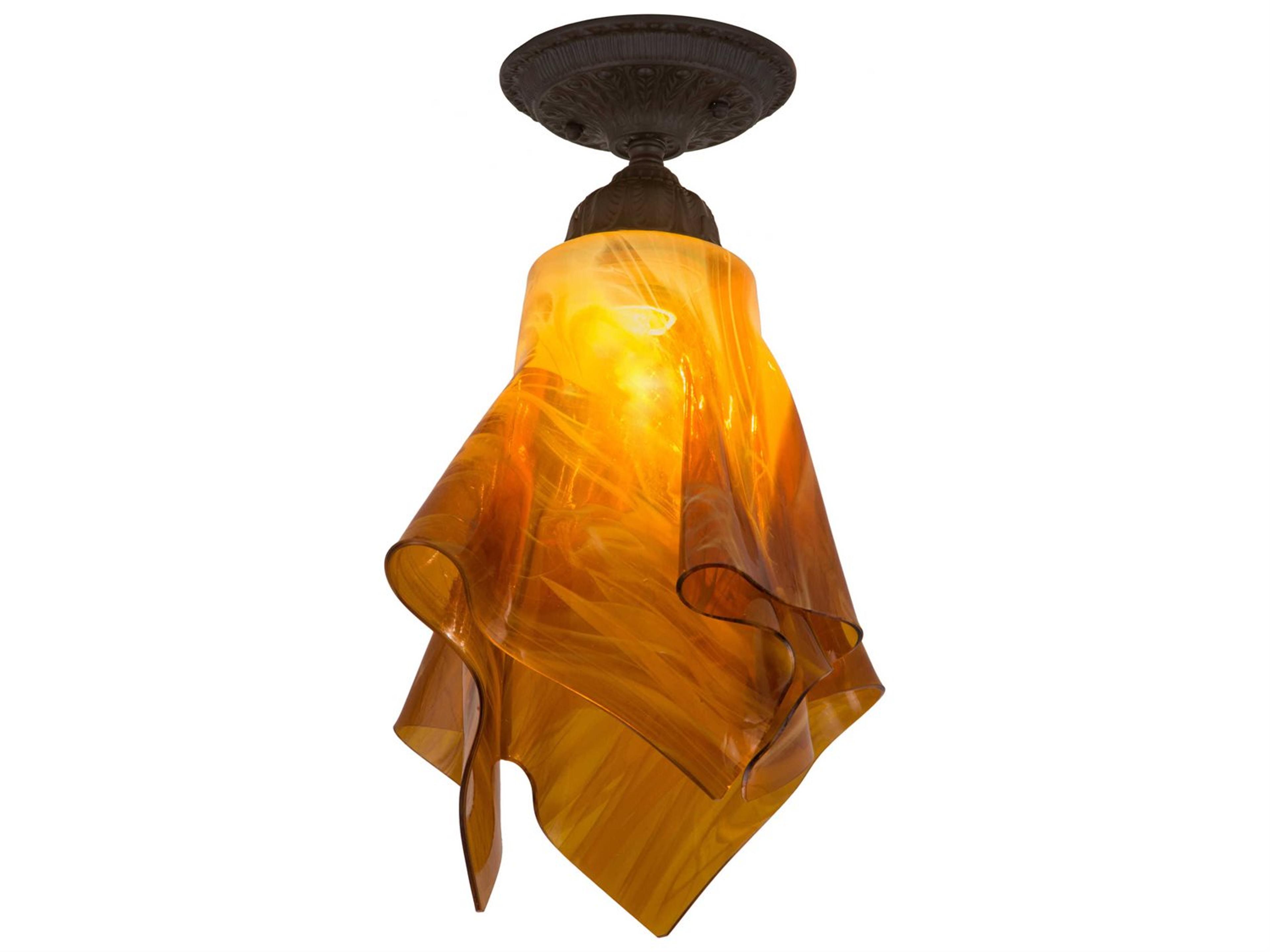 1-Light Bronze Glass Flush Mount