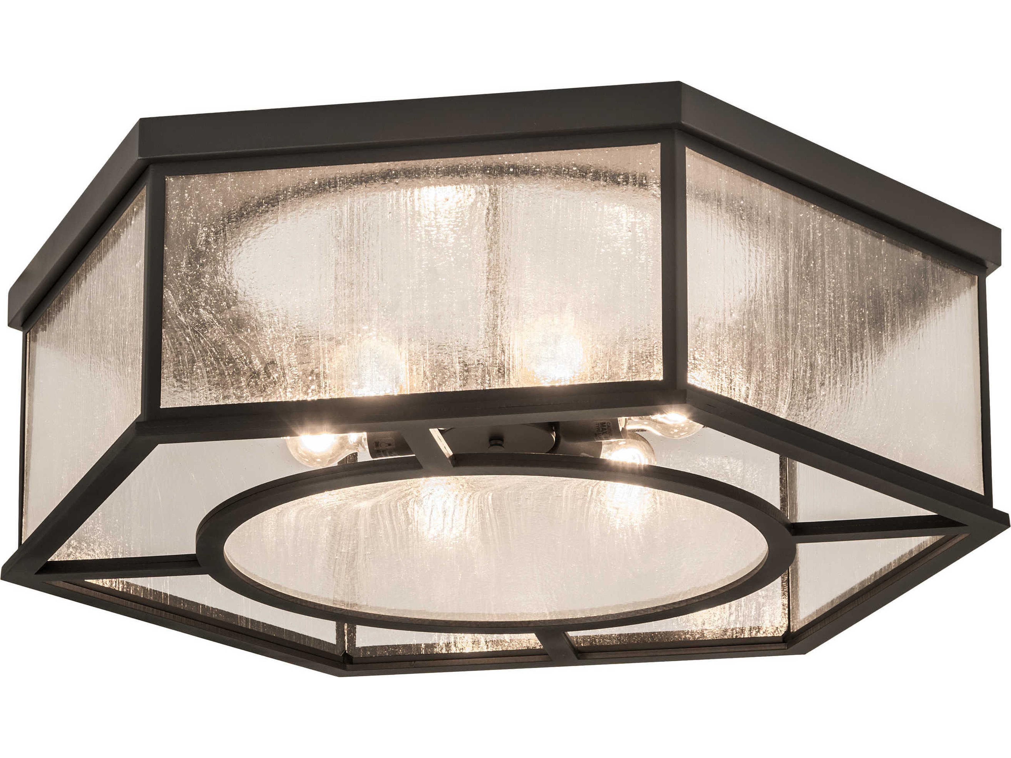 6-Light Black Glass Flush Mount