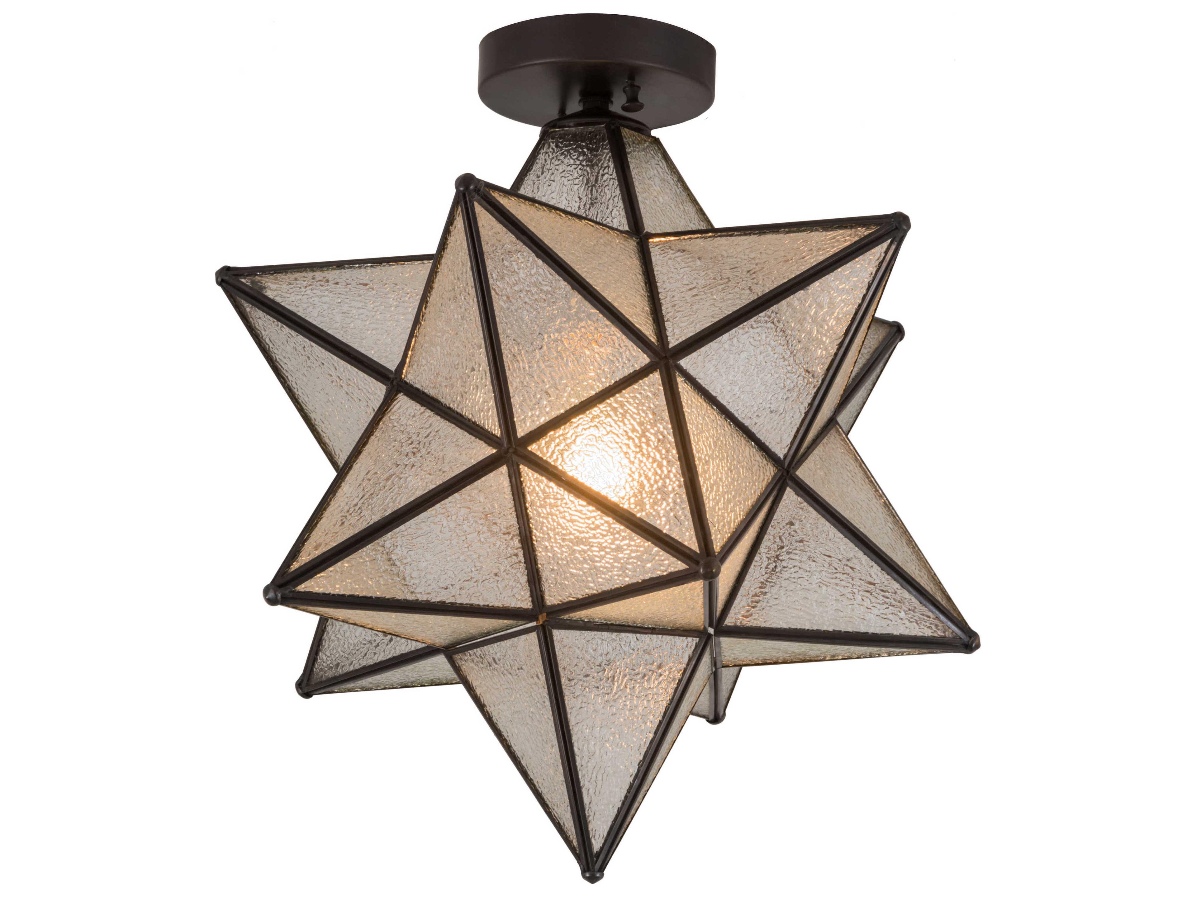 Moravian Star 1-Light Black Glass Flush Mount
