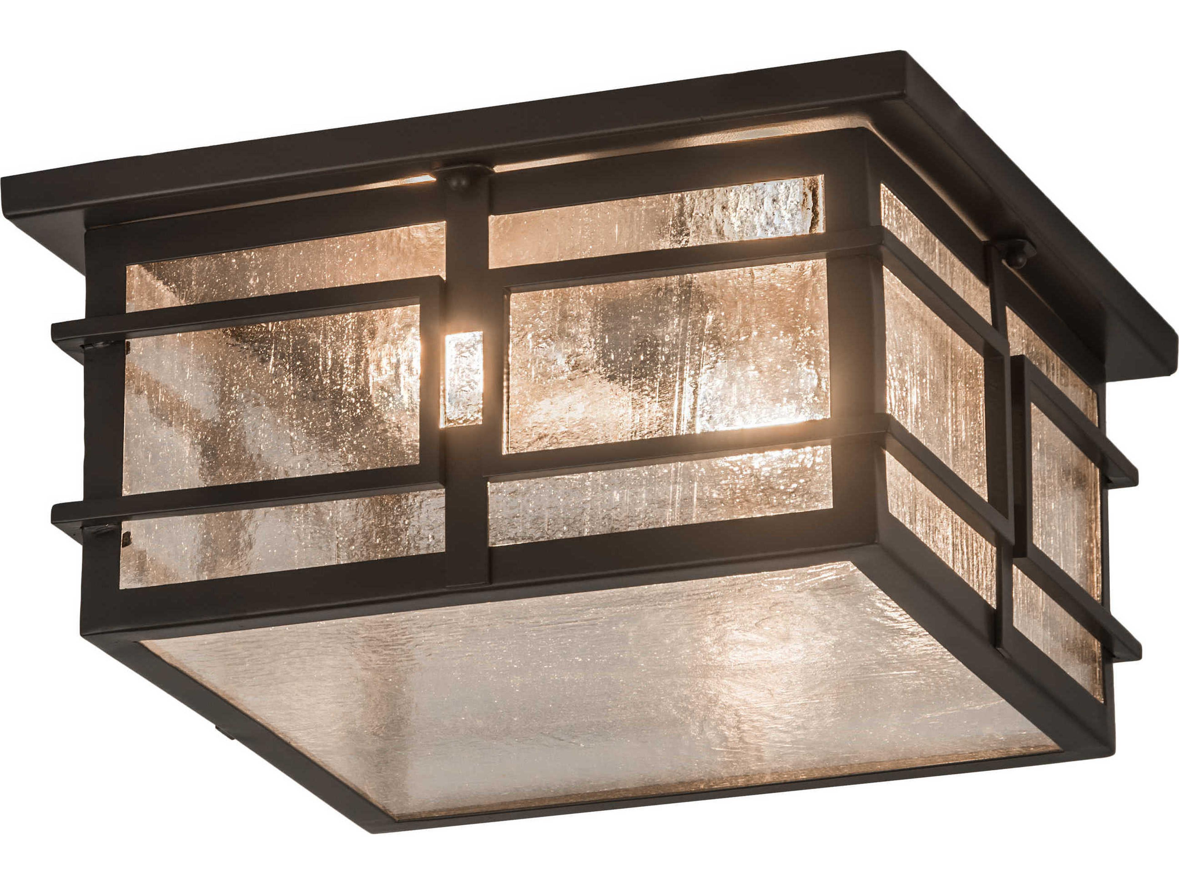 2-Light Bronze Glass Flush Mount