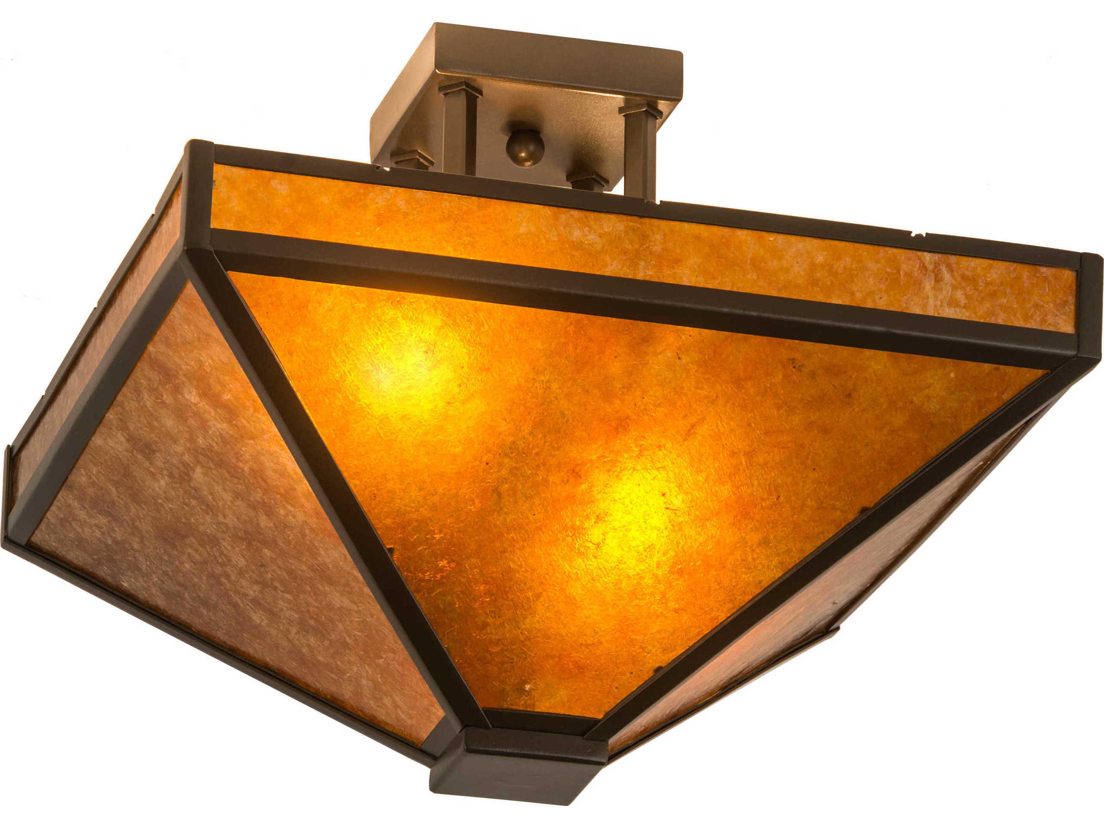 2-Light Bronze Glass Flush Mount