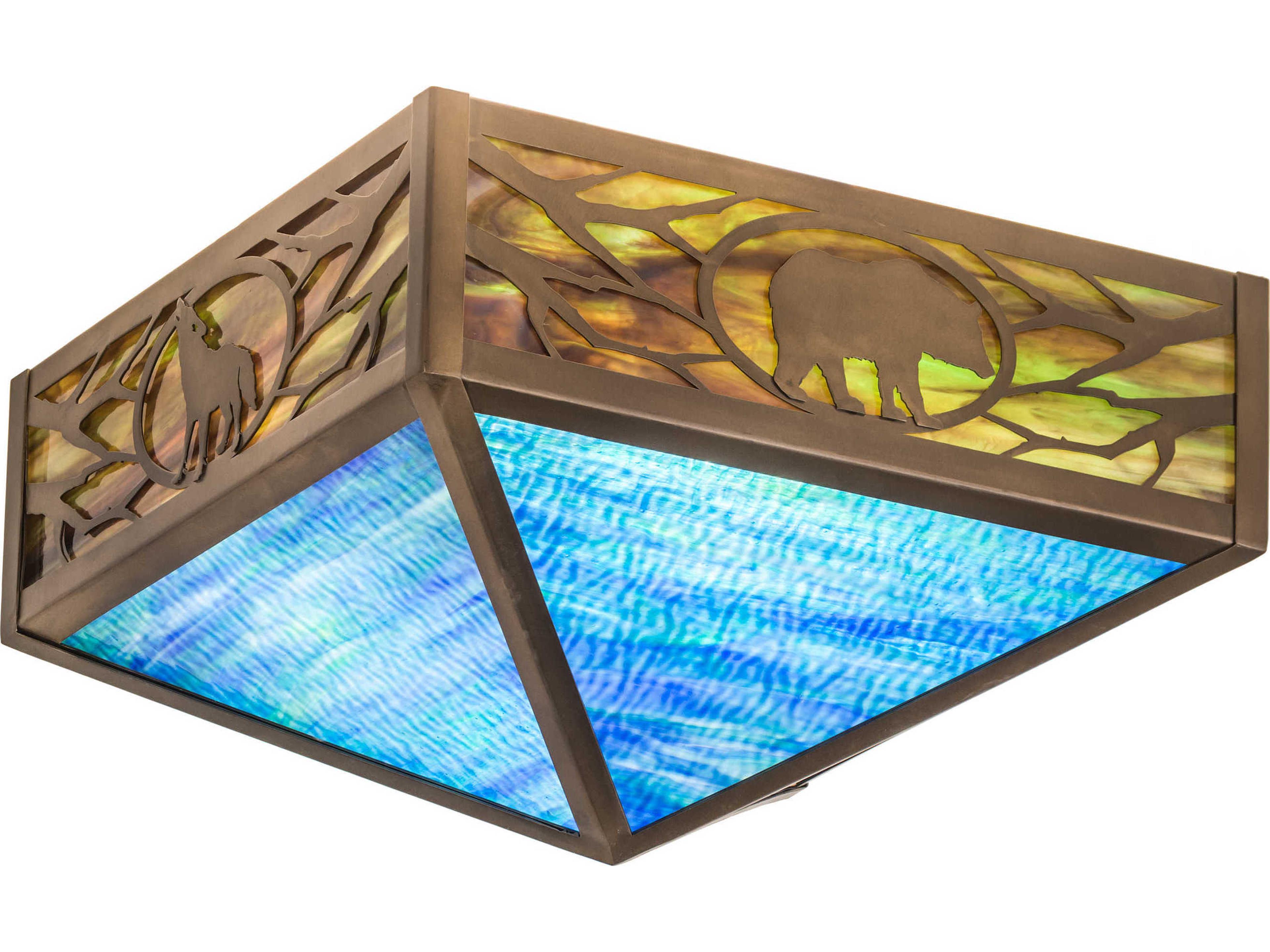 4-Light Blue Glass Flush Mount