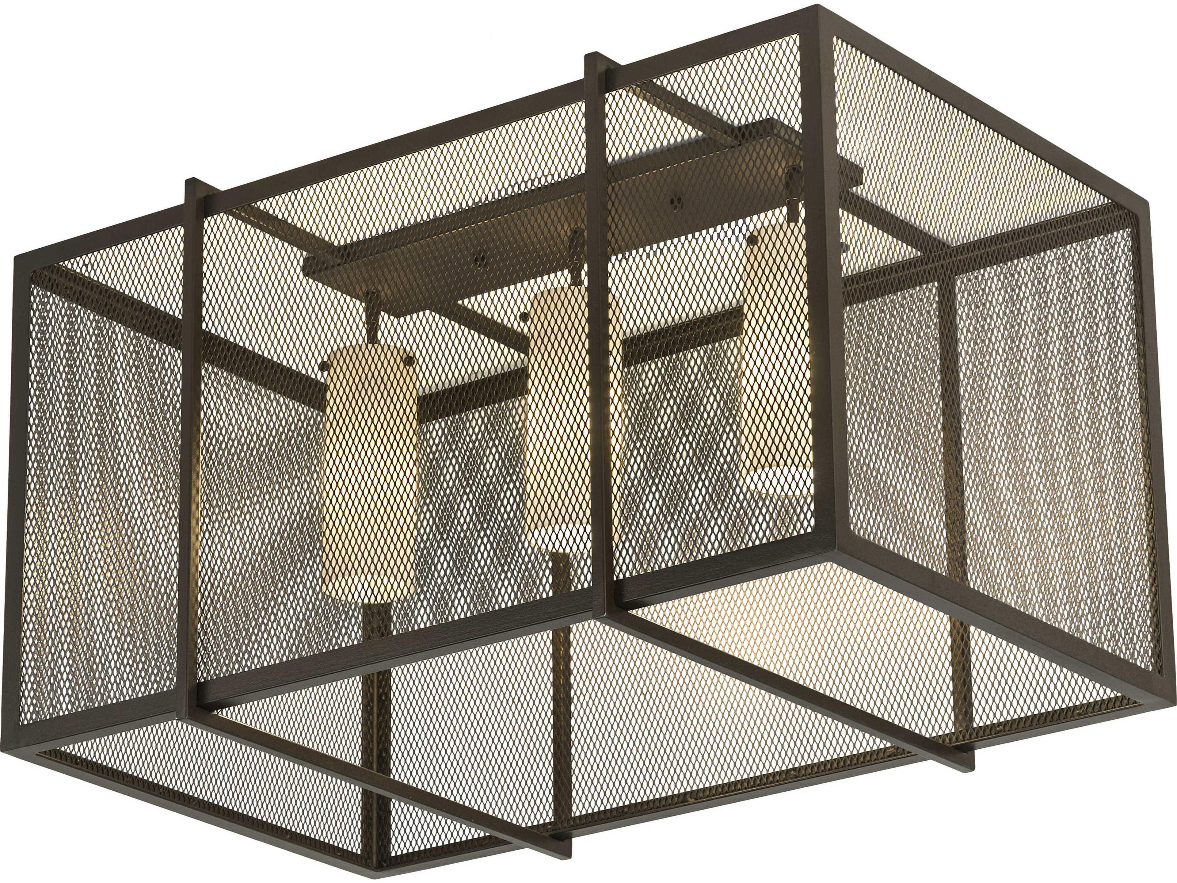 3-Light Brown Glass Cylinder Flush Mount