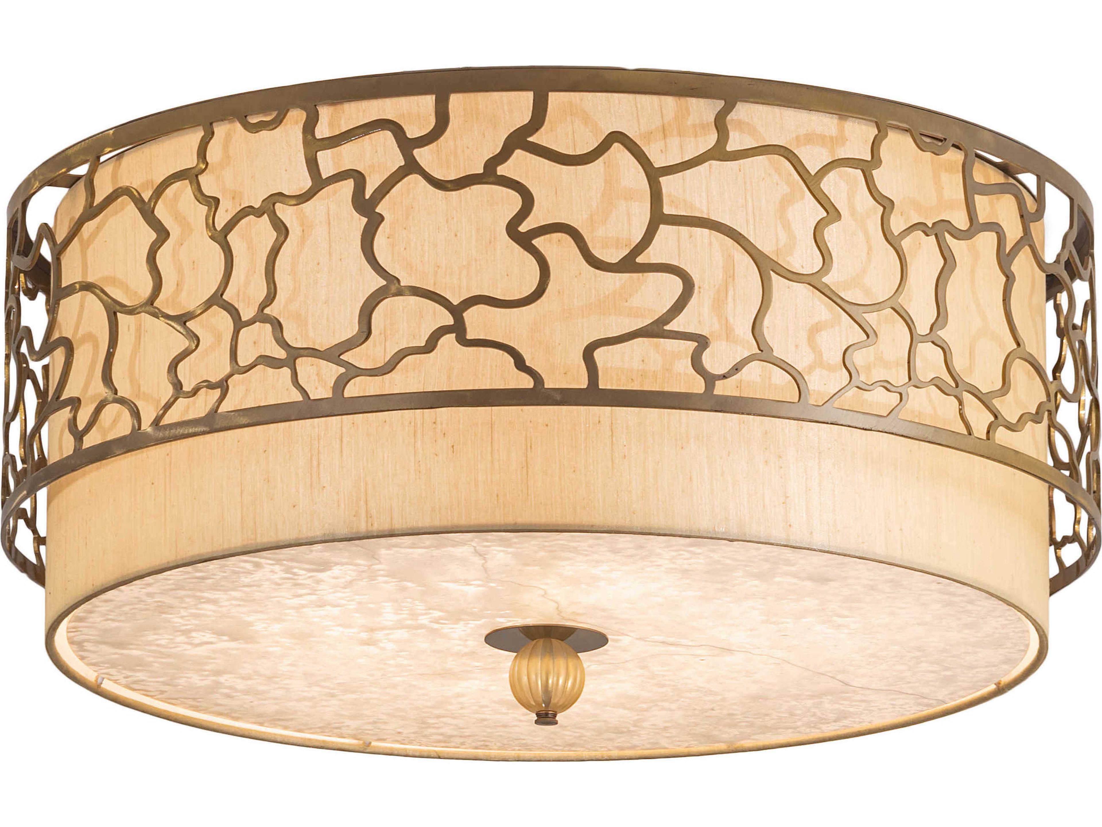 Meyda 4-Light Brass Drum Flush Mount