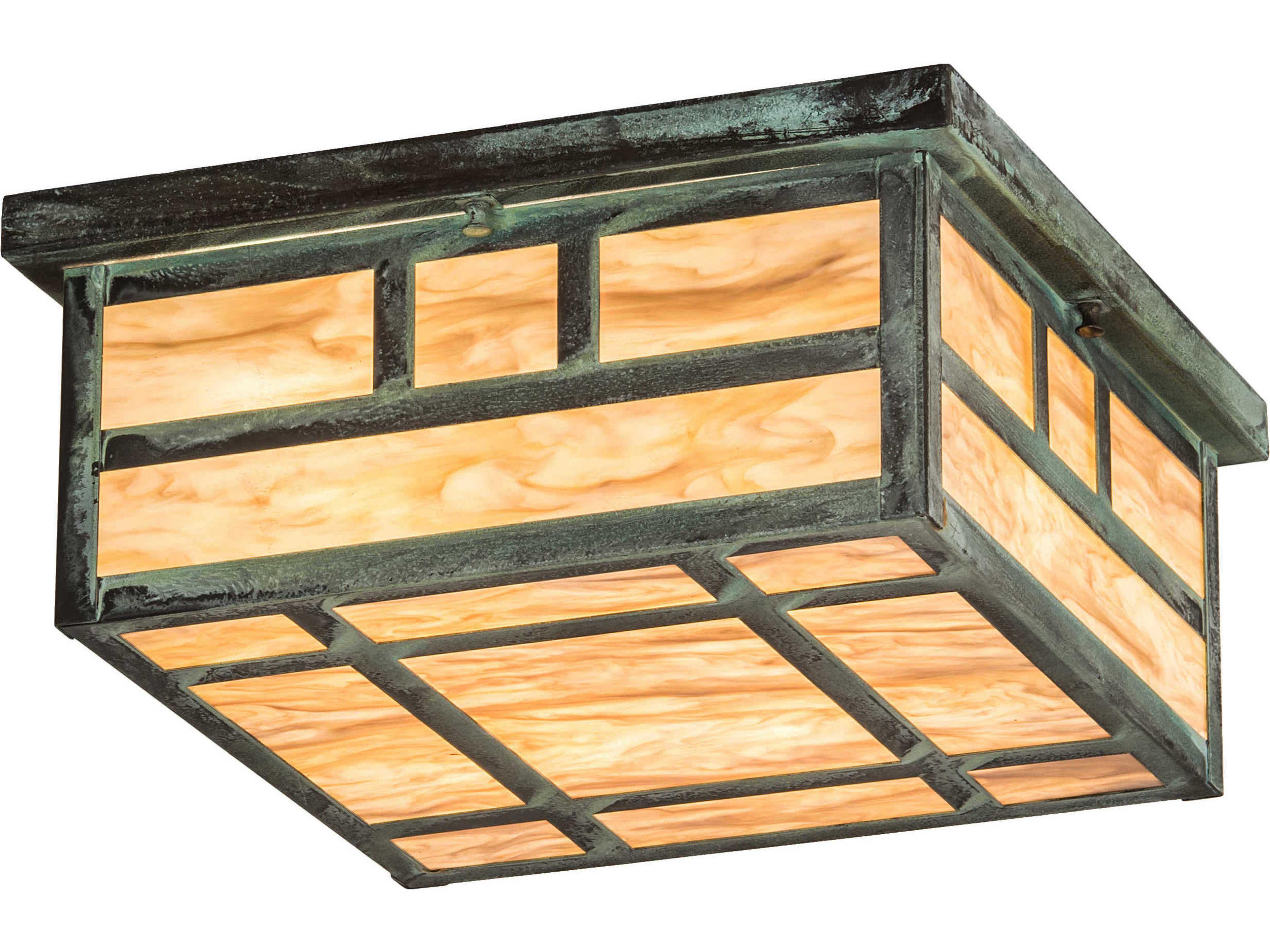 4-Light Green Glass Flush Mount