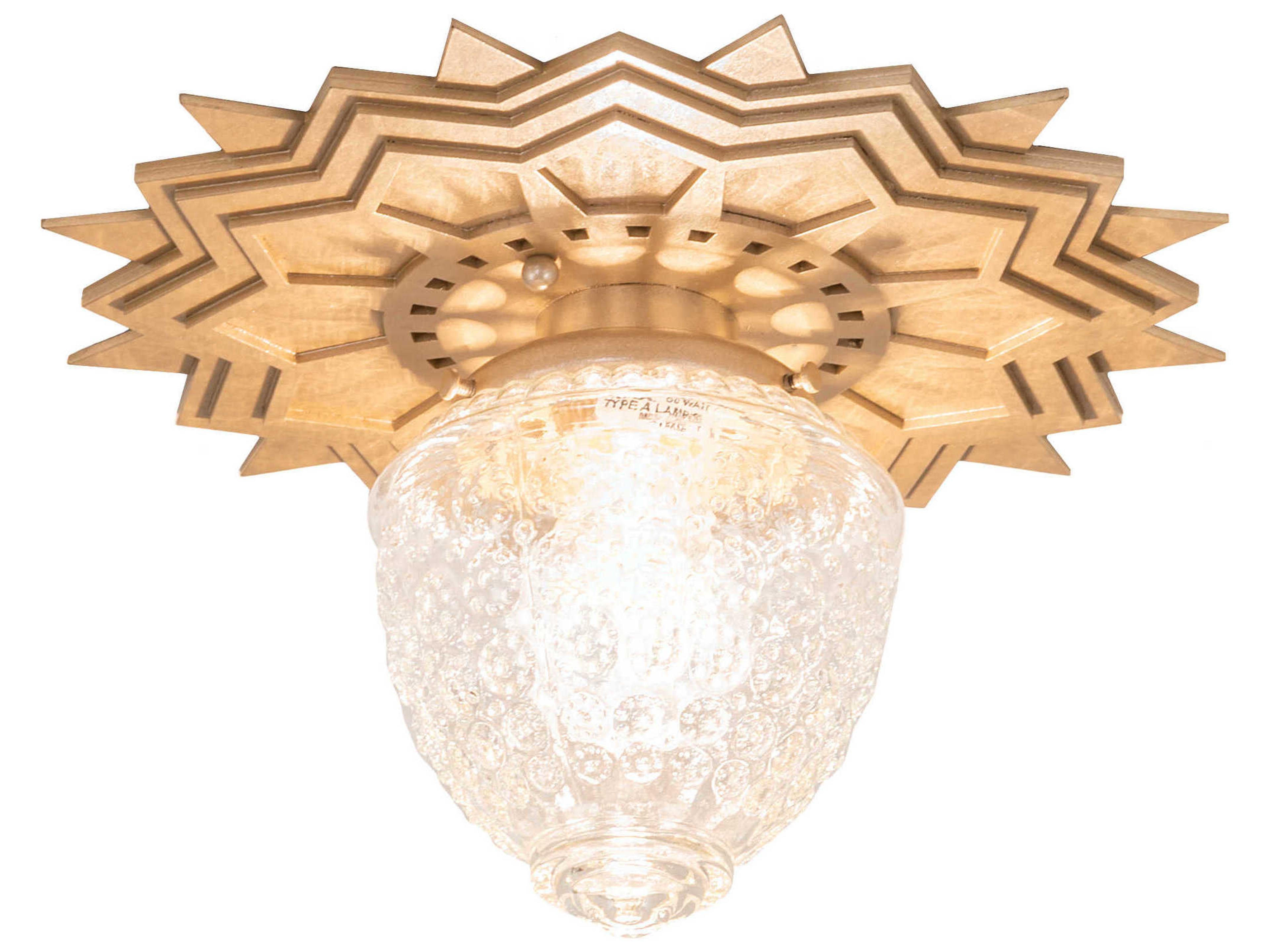 1-Light Gold Glass Flush Mount
