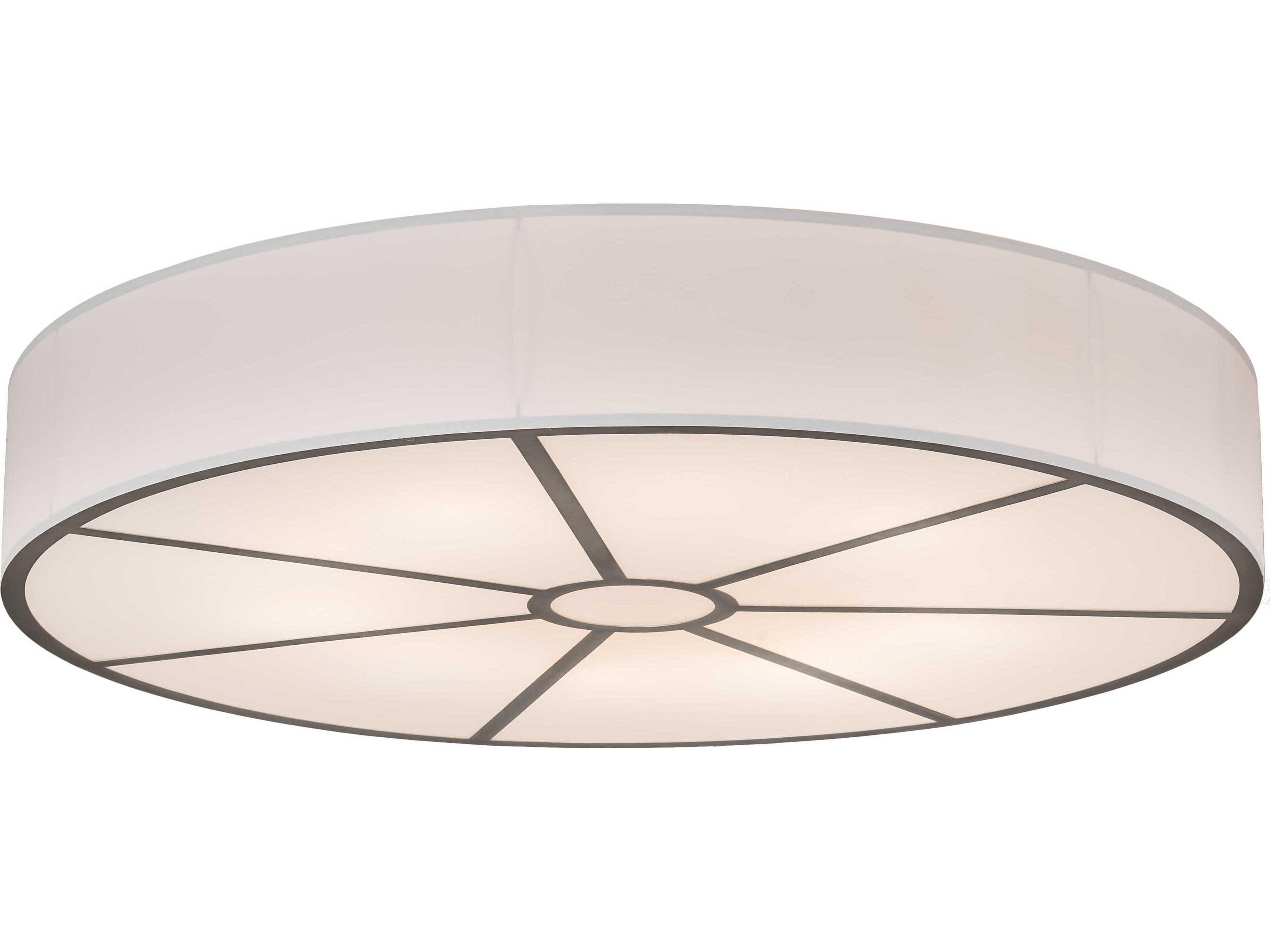 10-Light Nickel Glass Drum Flush Mount