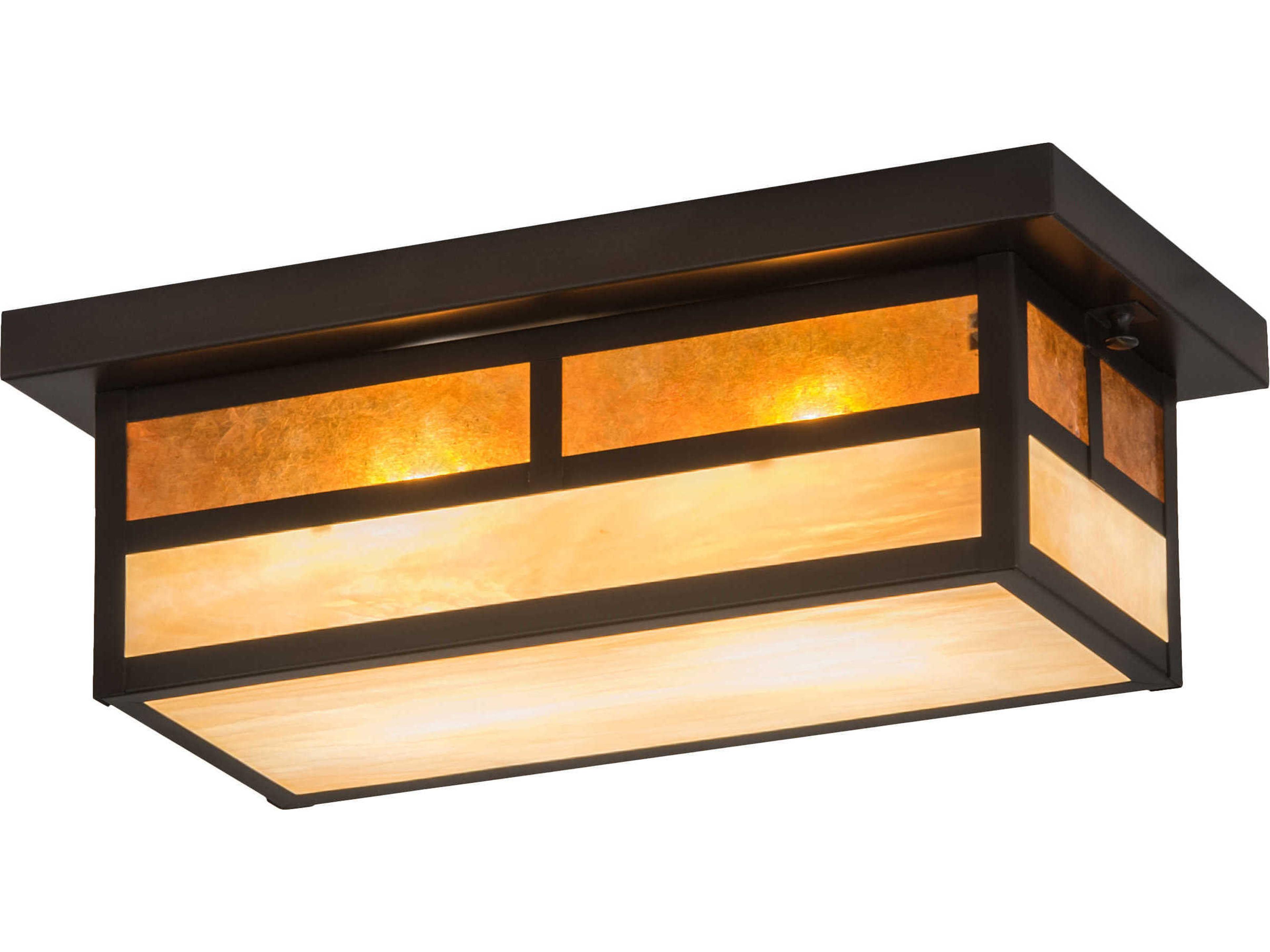 Hyde Park T Mission 2-Light Black Glass Flush Mount