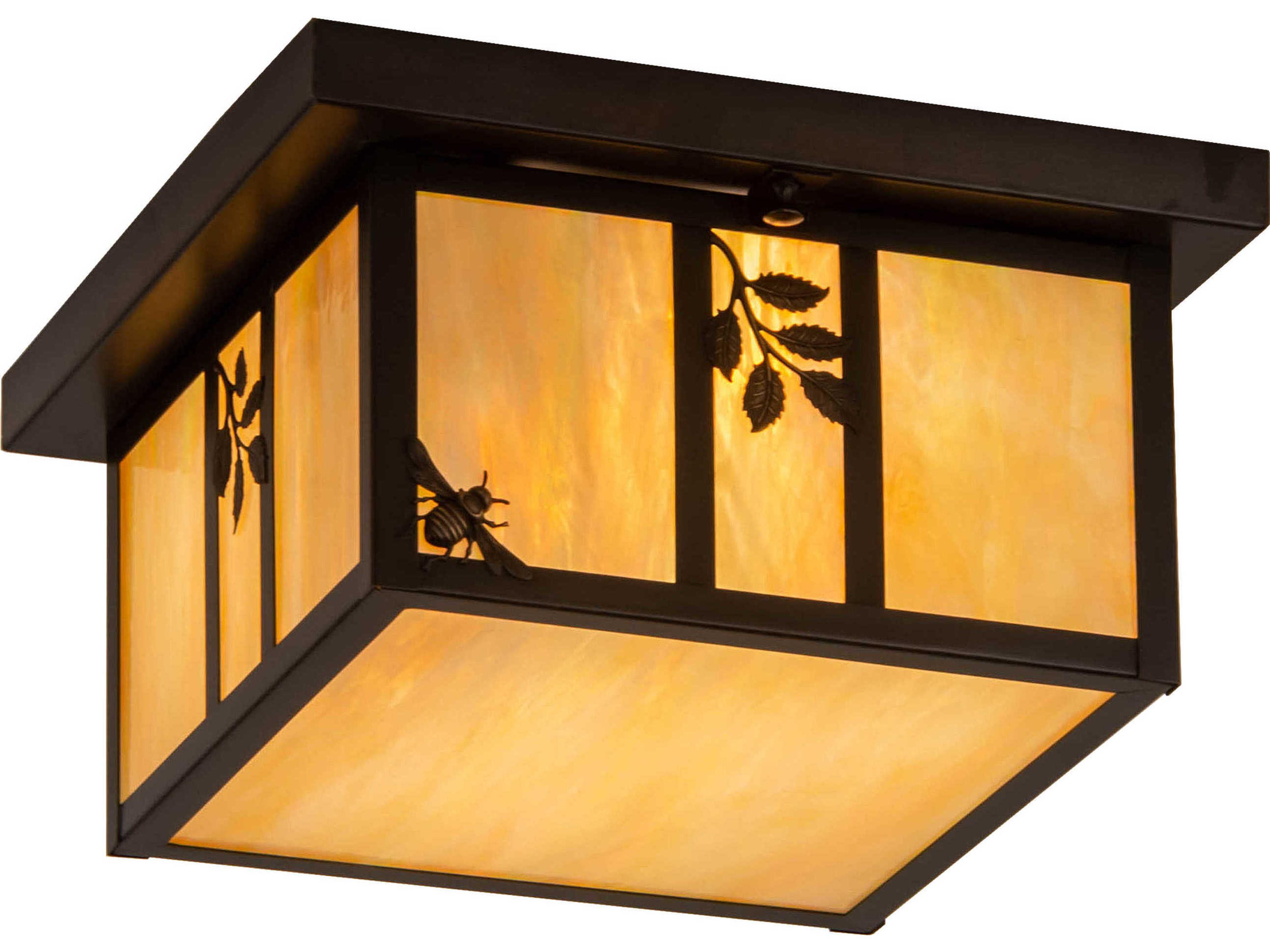 2-Light Brown Glass Flush Mount