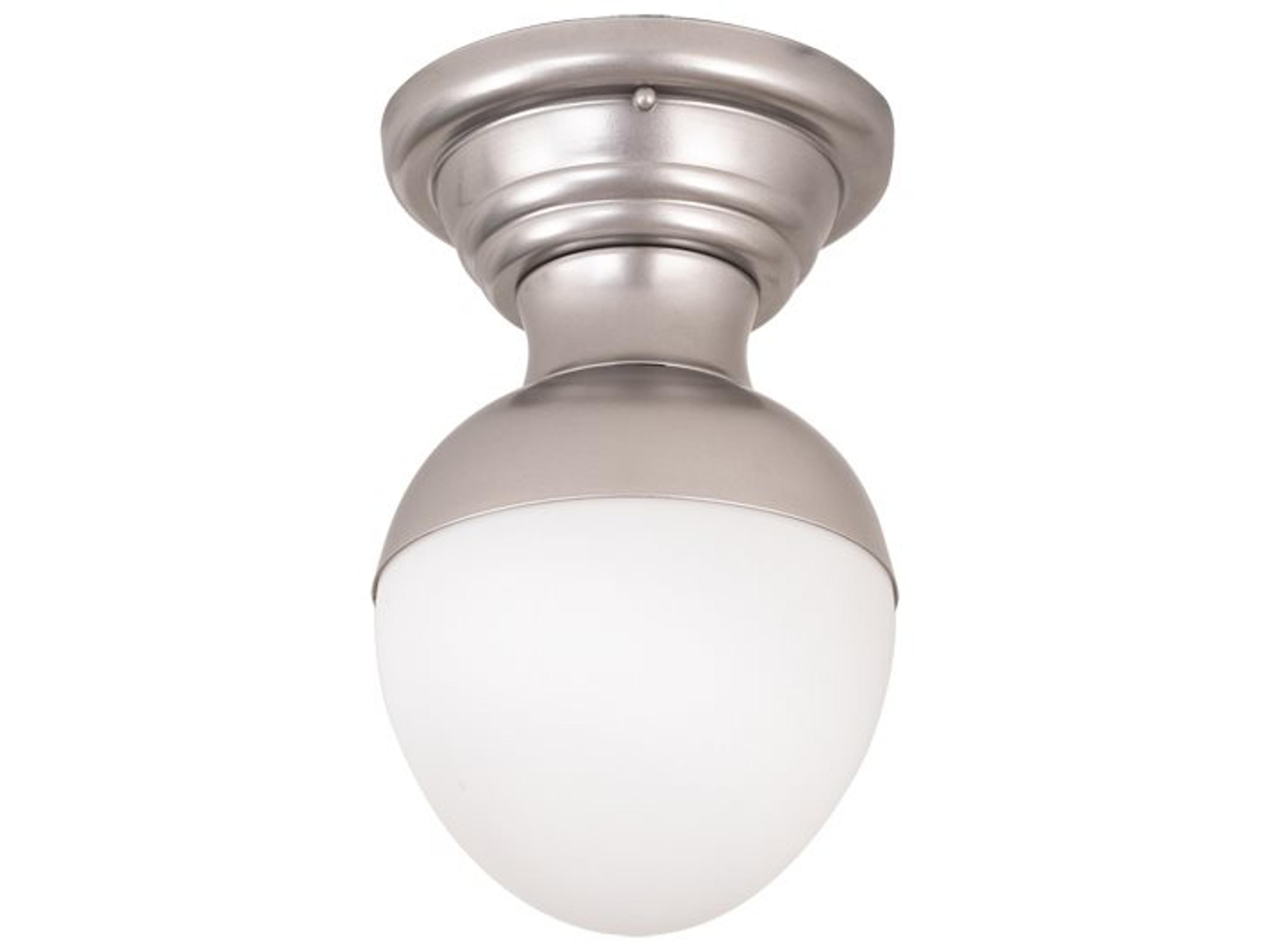 1-Light Nickel Glass Flush Mount