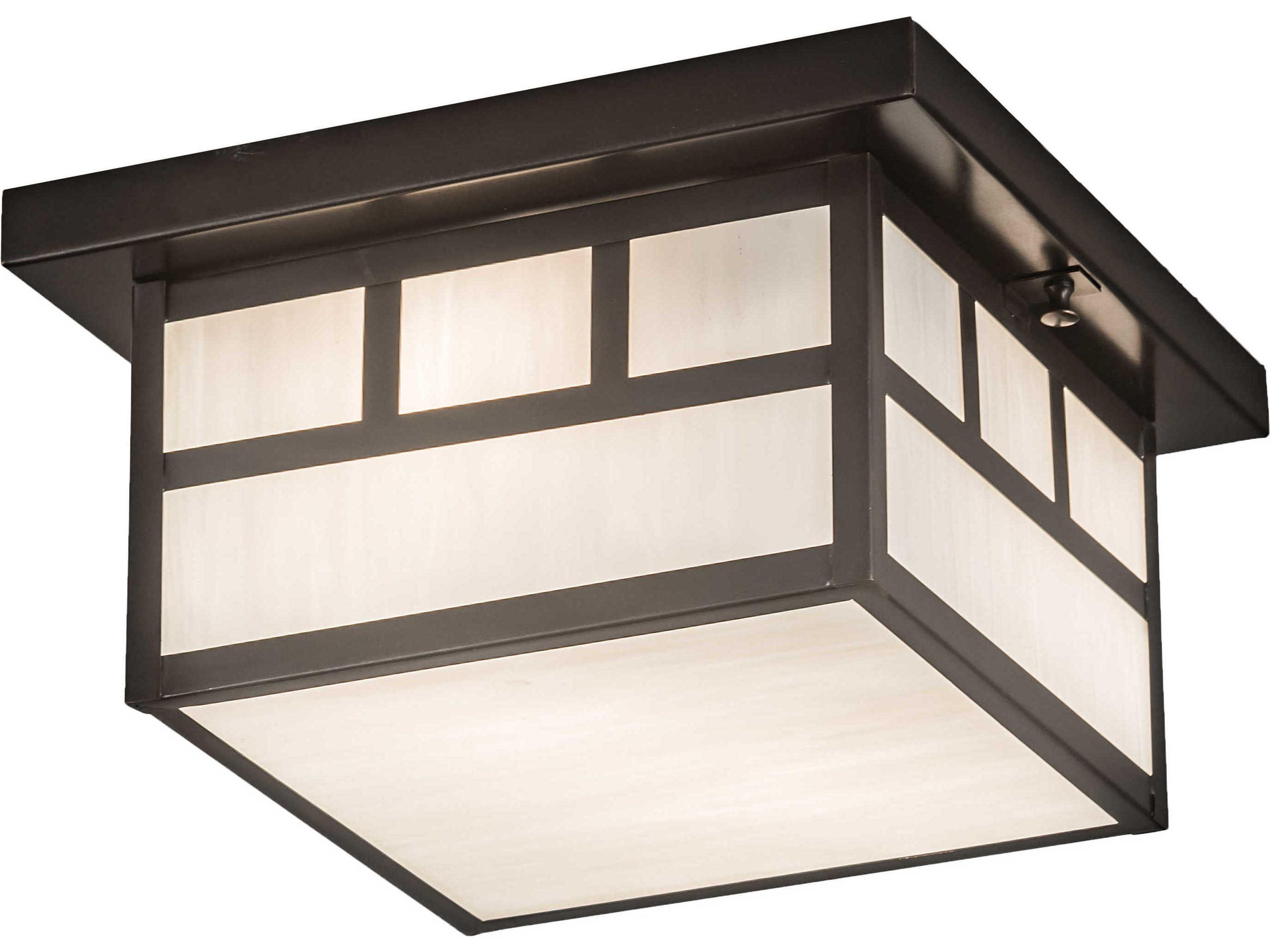 2-Light Black Glass Geometric Flush Mount