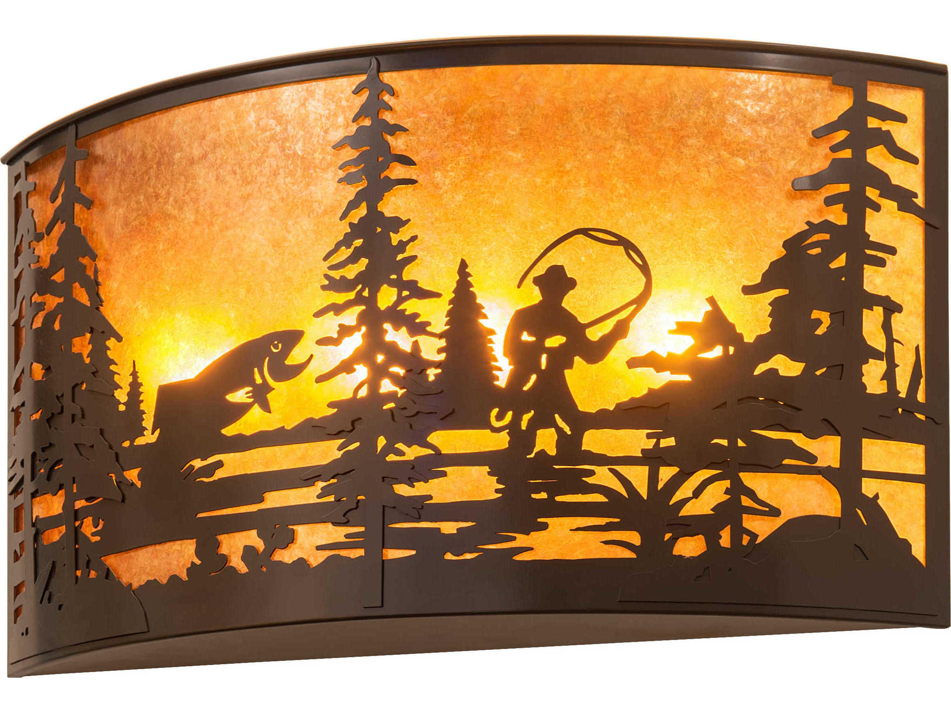 Fly Fishing 4-Light Timeless Bronze Brown Wall Sconce