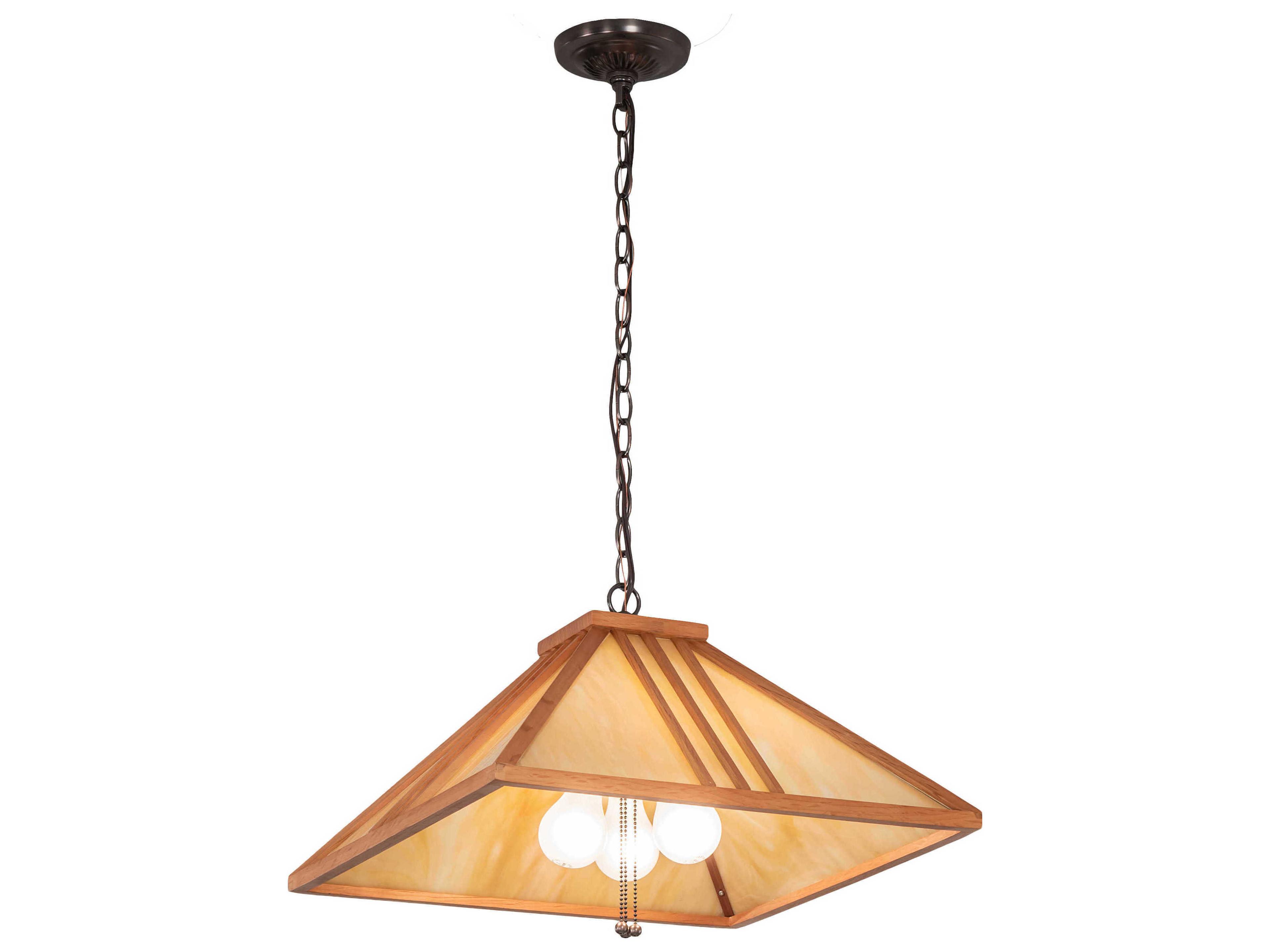 Forestwood 3-Light Mahogany Bronze Off White Glass Pendant