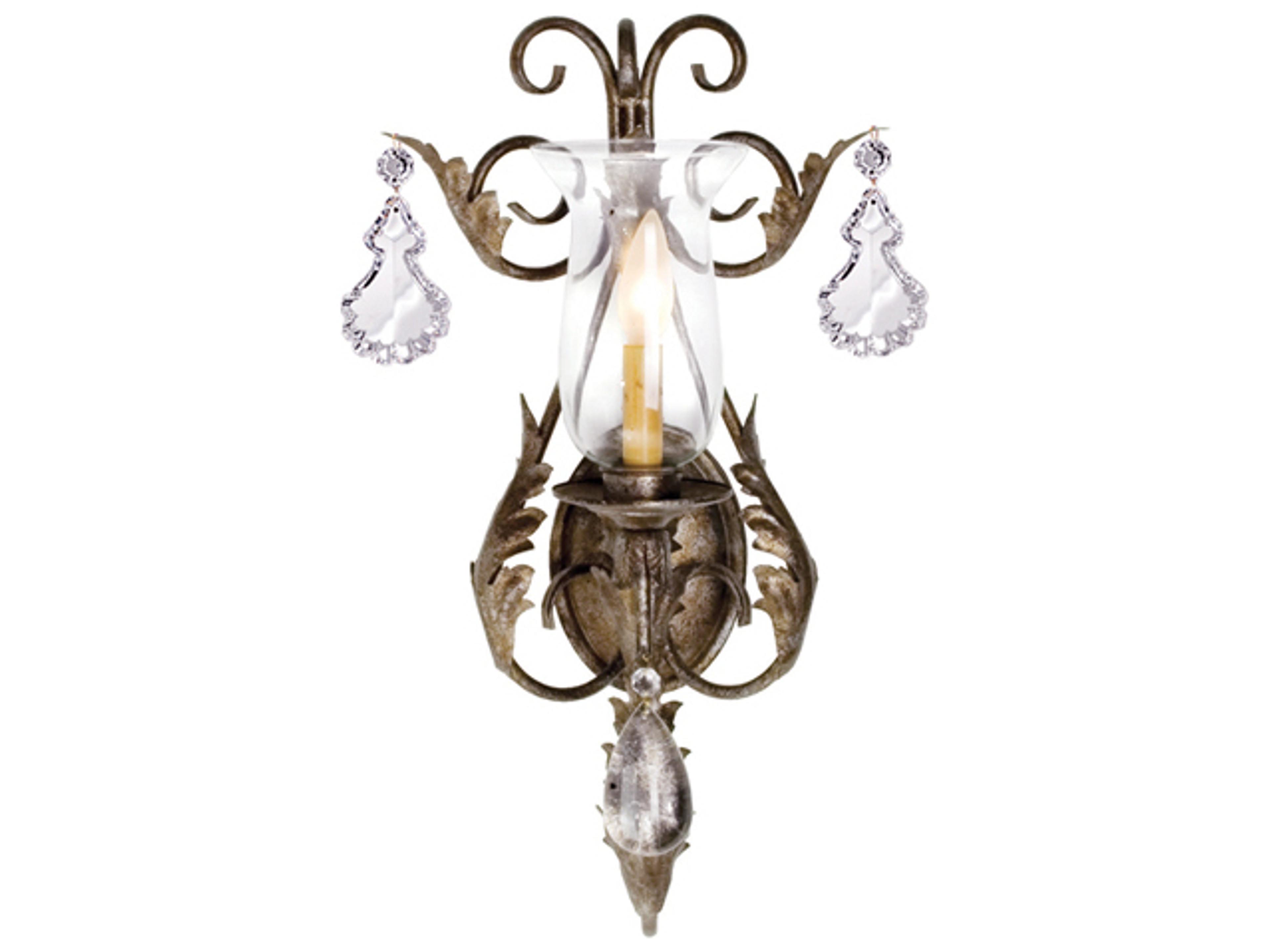 French Elegance 1-Light Corinth Brown Crystal Glass Wall Sconce