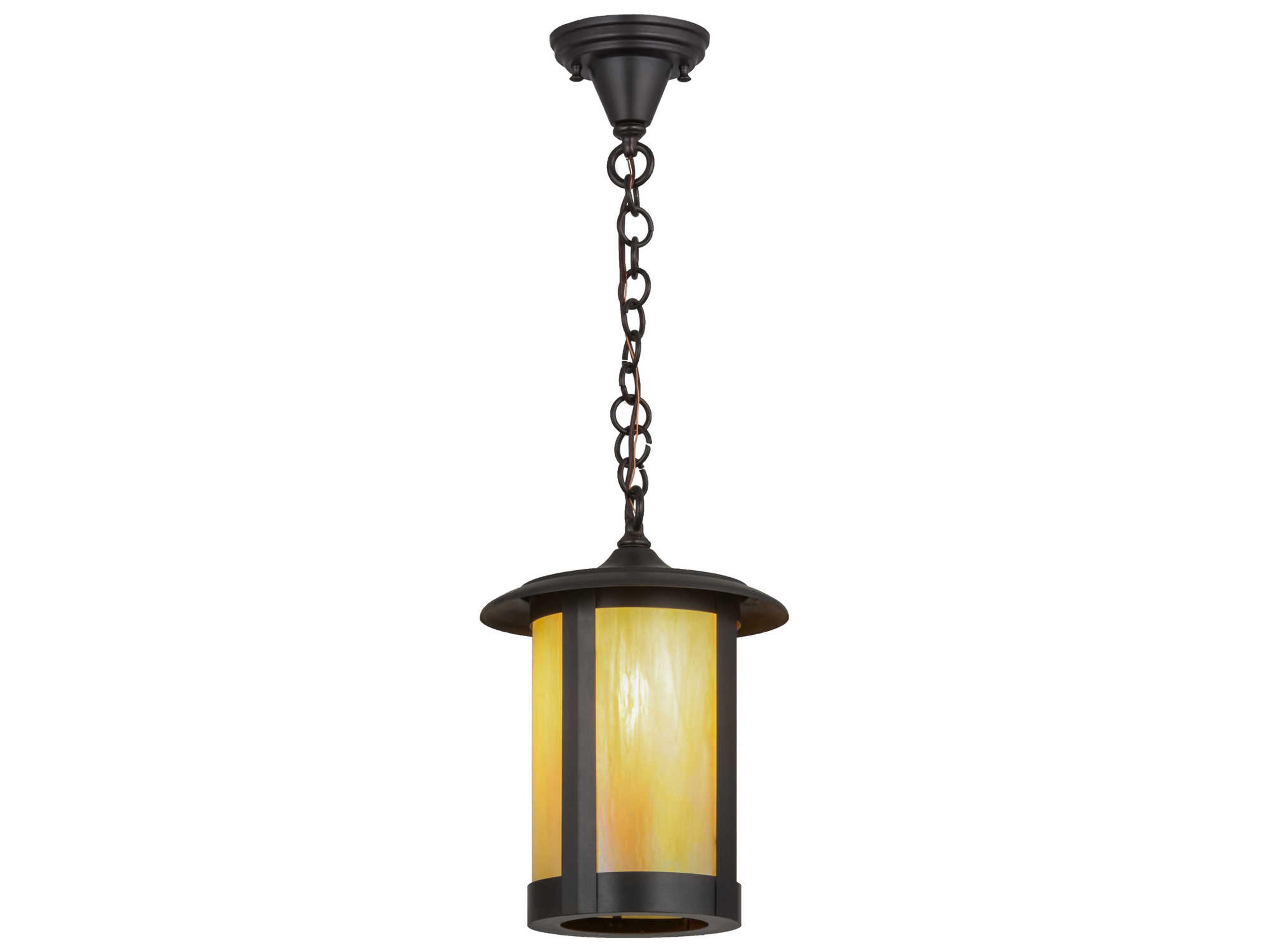 Fulton 1-Light Craftsman Brown Glass Cylinder Lantern Mini Pendant