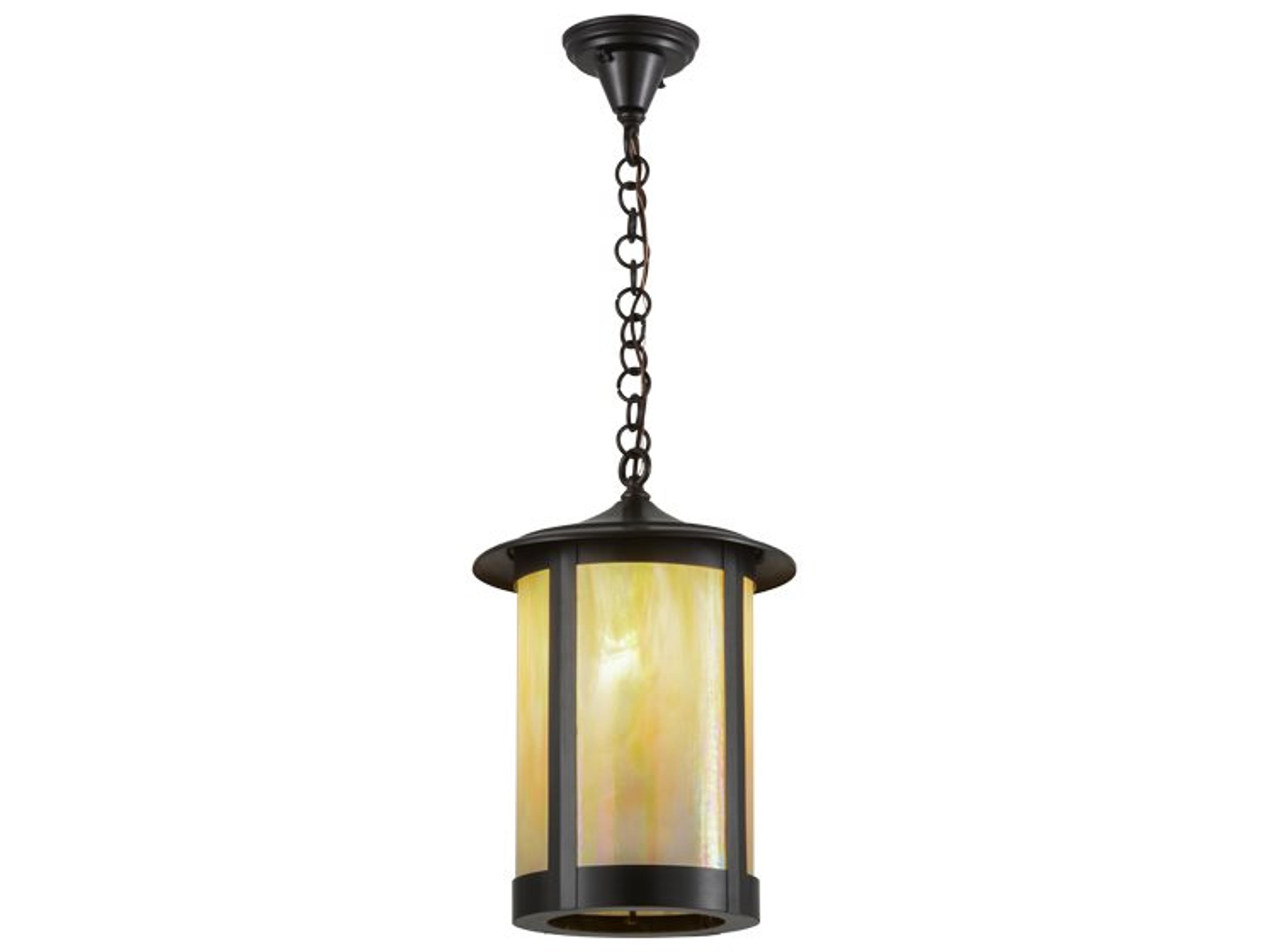 Fulton 1-Light Craftsman Brown Glass Cylinder Lantern Mini Pendant