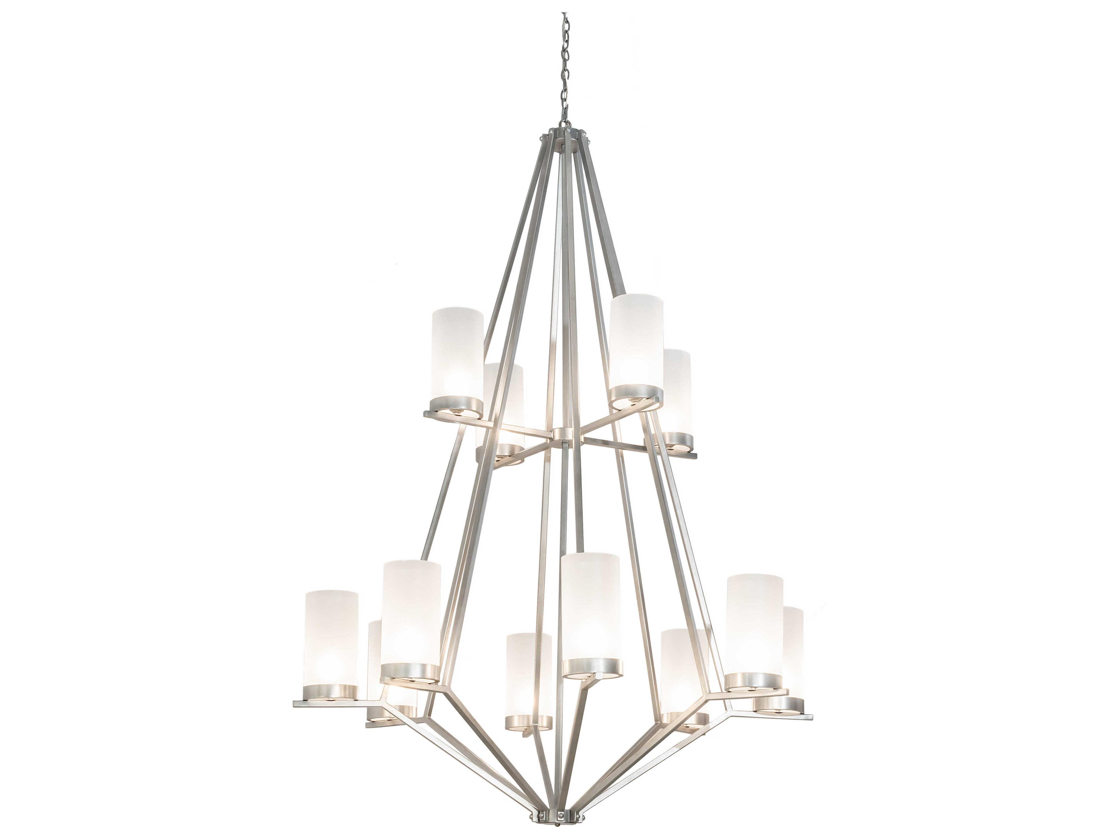 Galen 12-Light Nickel White Cylinder Chandelier