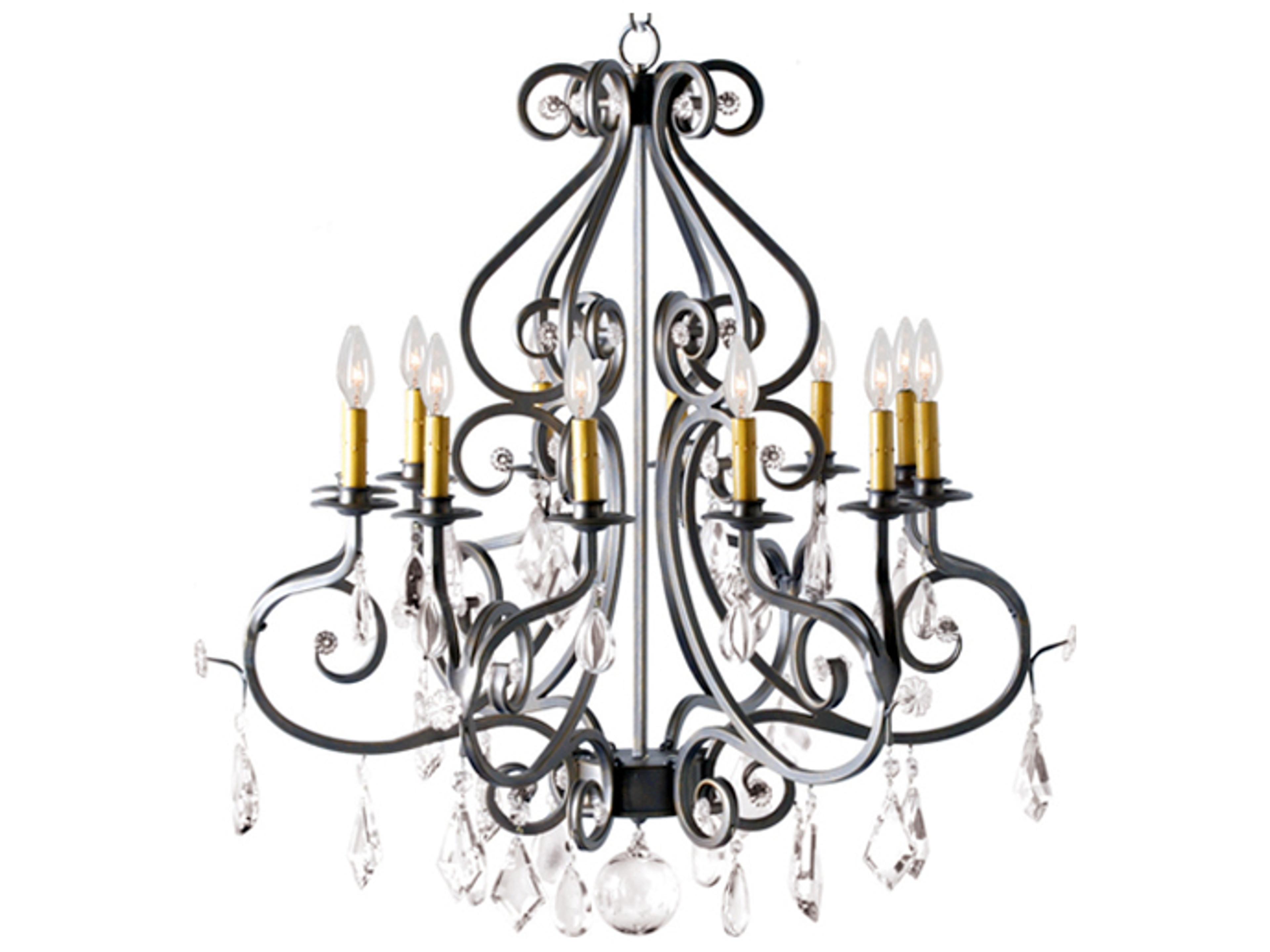 Gia 12-Light Blackened Pewter Crystal Candelabra Chandelier