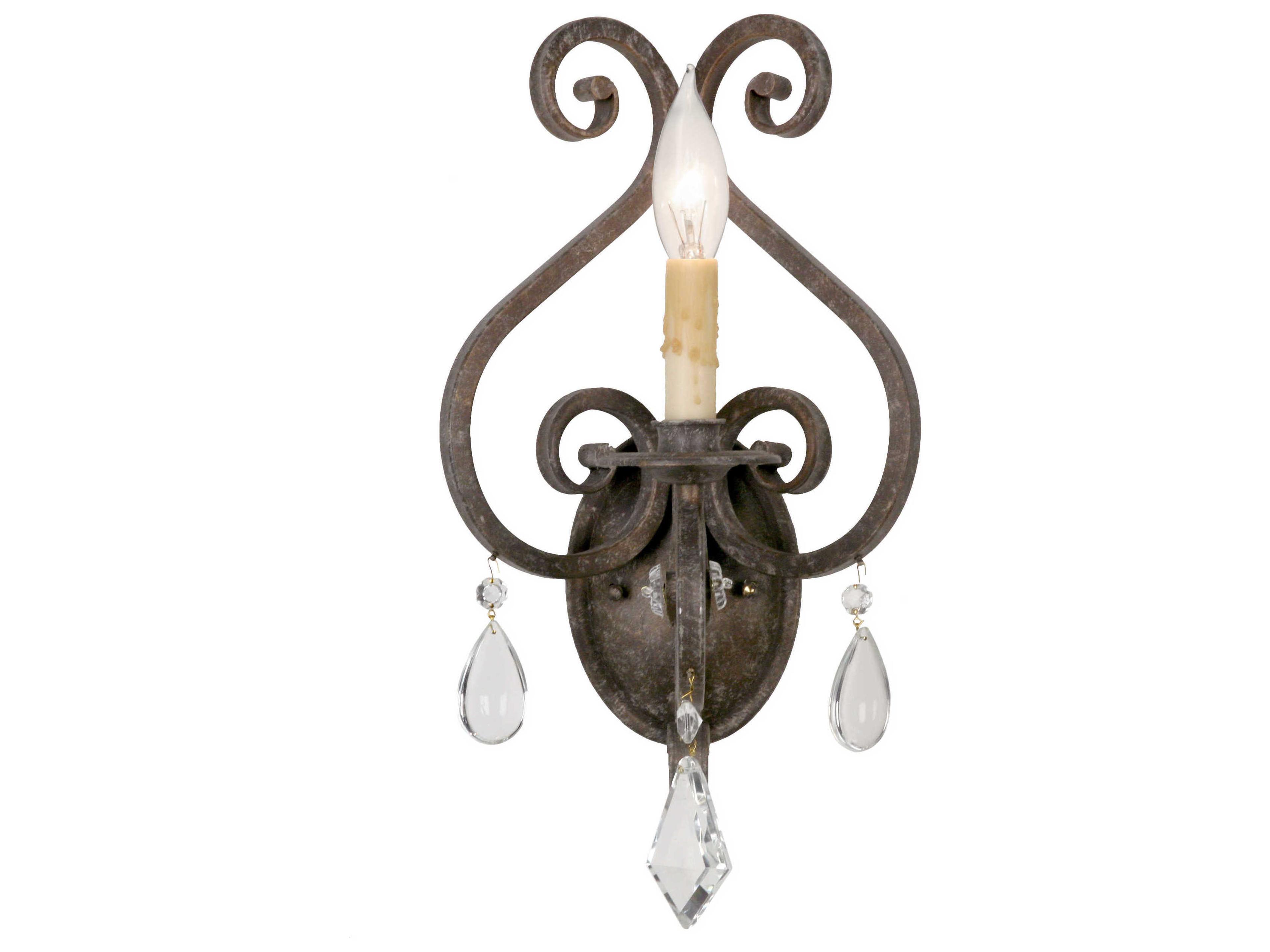 Gia 1-Light Smoke Gray Crystal Wall Sconce