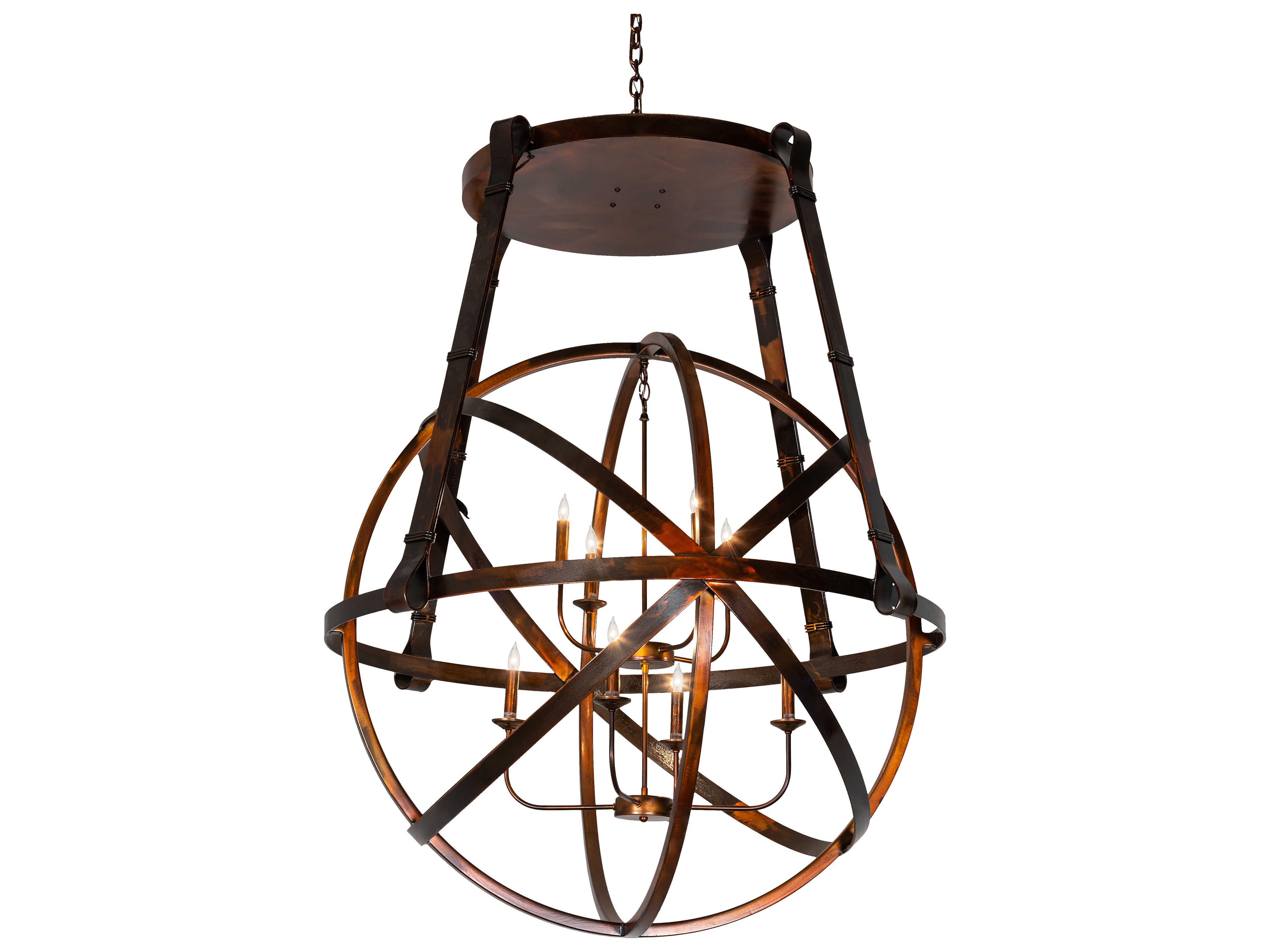 Gimbal 8-Light Vintage Copper LED Candelabra Chandelier